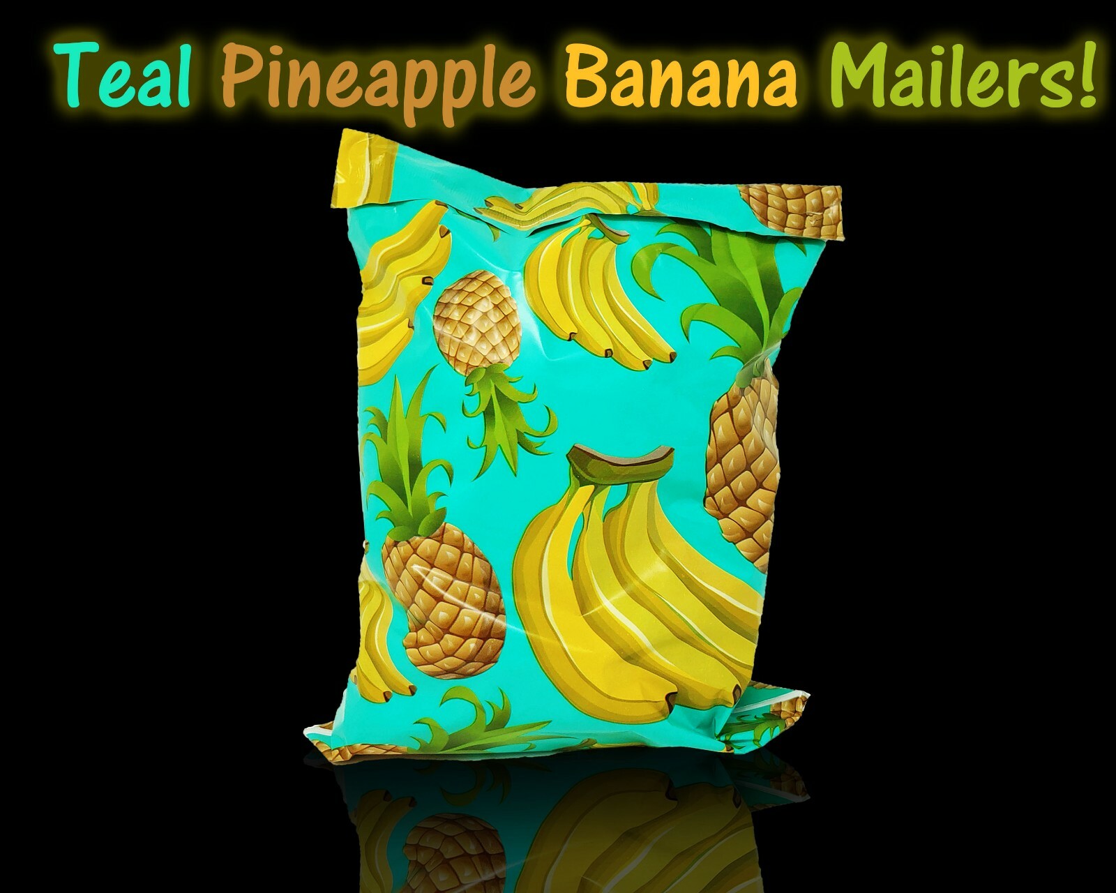Poly Mailers 10×13 Tropical Theme Teal Pineapple Banana Shipping Mailing AQUA