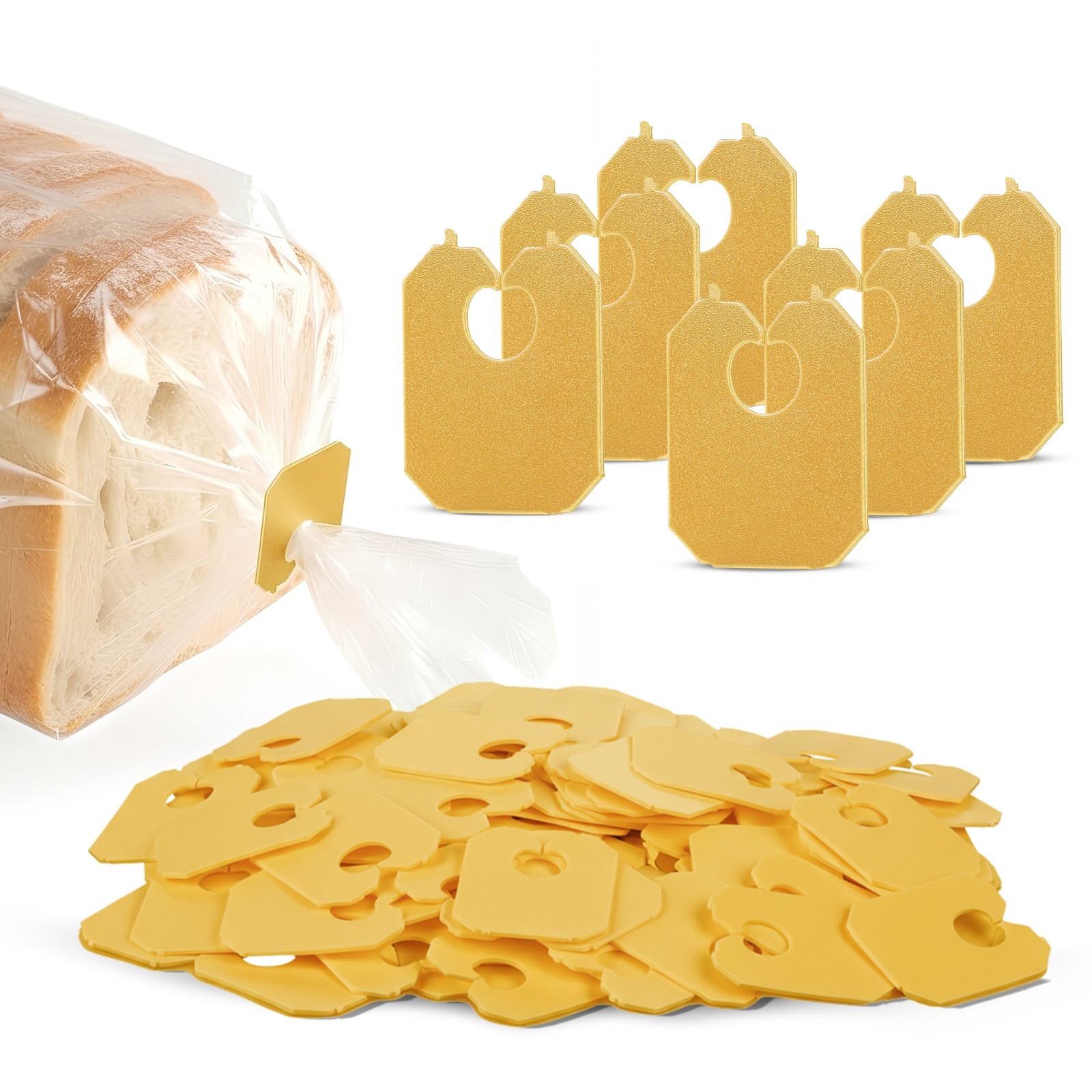 MT Products Yellow Disposable Plastic Clip and Bread Bag Clips – Pack of 500