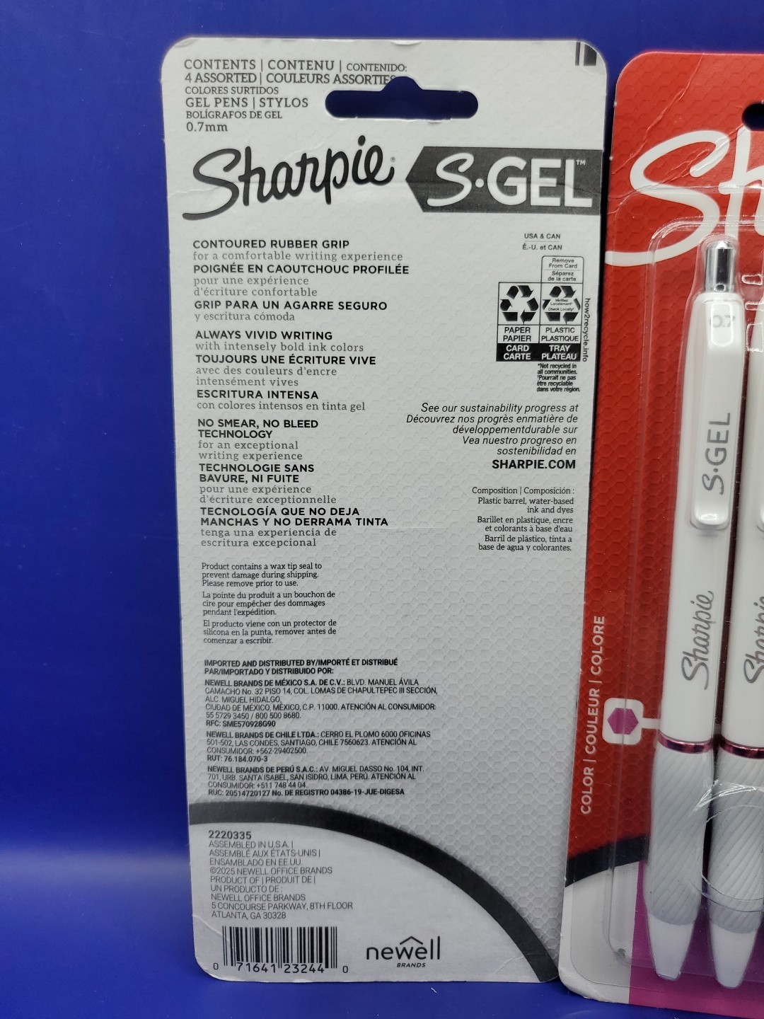 2 Pack SHARPIE S-Gel Gel Pens Medium Point 0.7mm Pearl White Body 4Ct Berry Pink