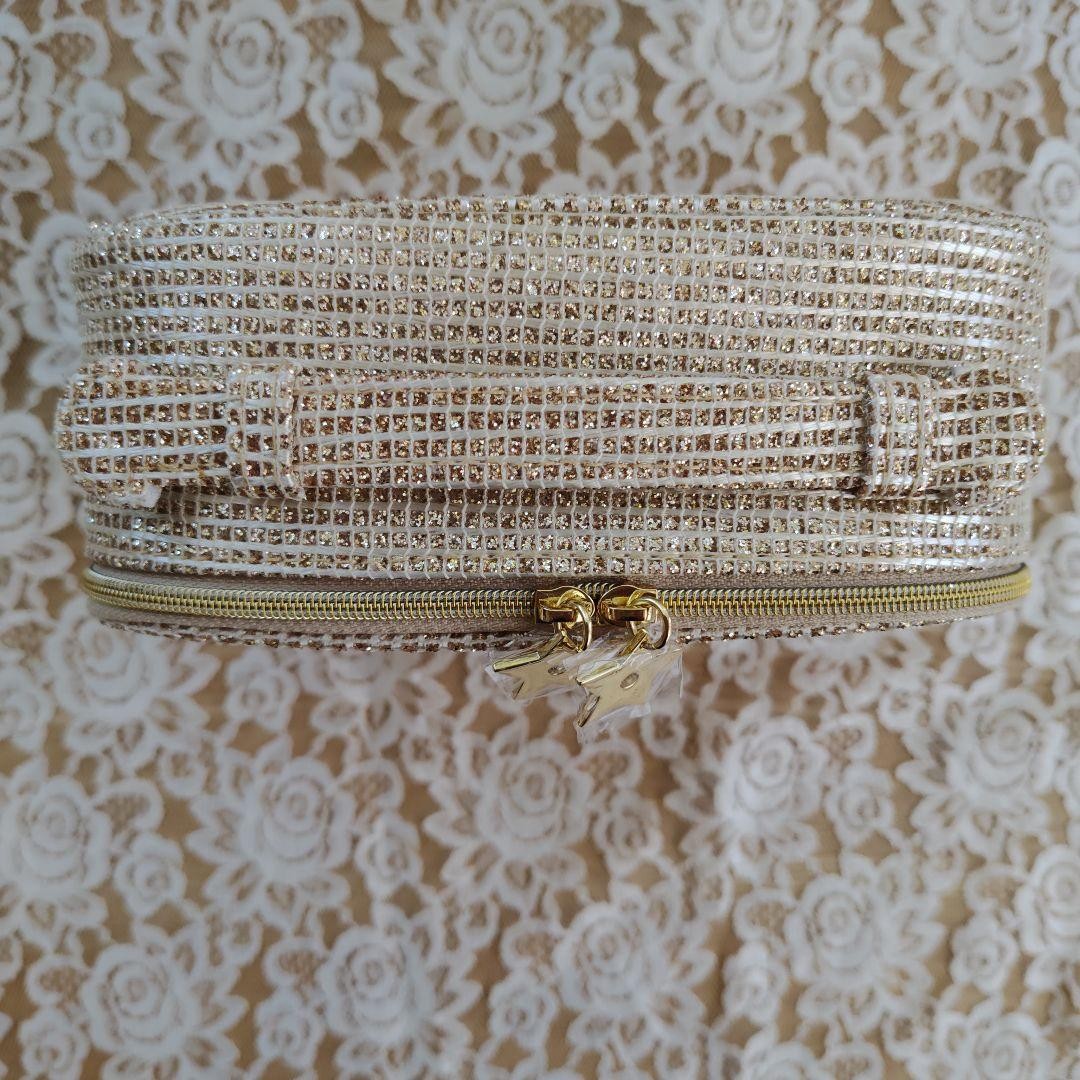 Christian Dior Dior Novelty Gold Pouch Cosmetic Bag Small Glitter New