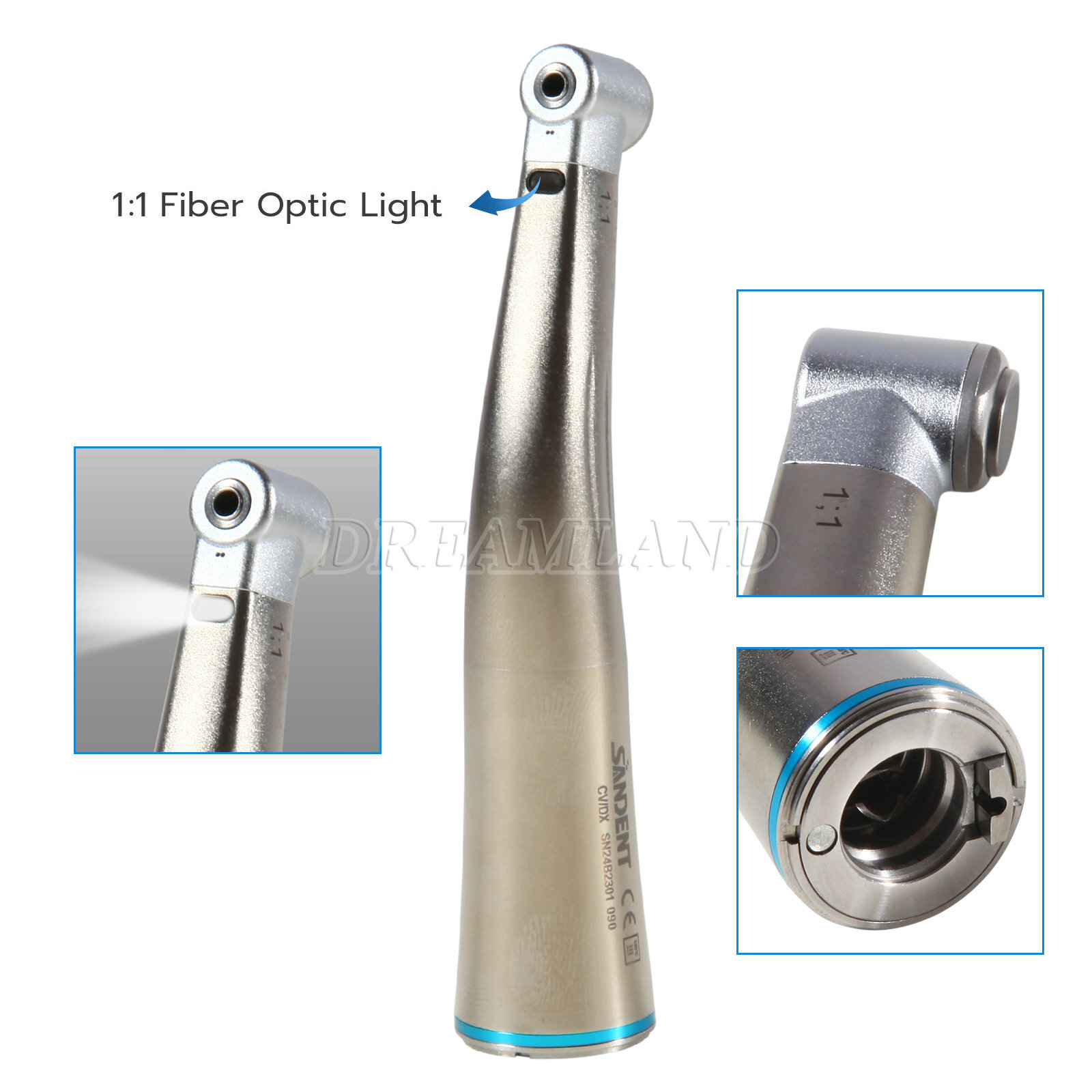 Dental 1:1 Contra Angle LED Fiber Optic Handpiece NSK Style USA