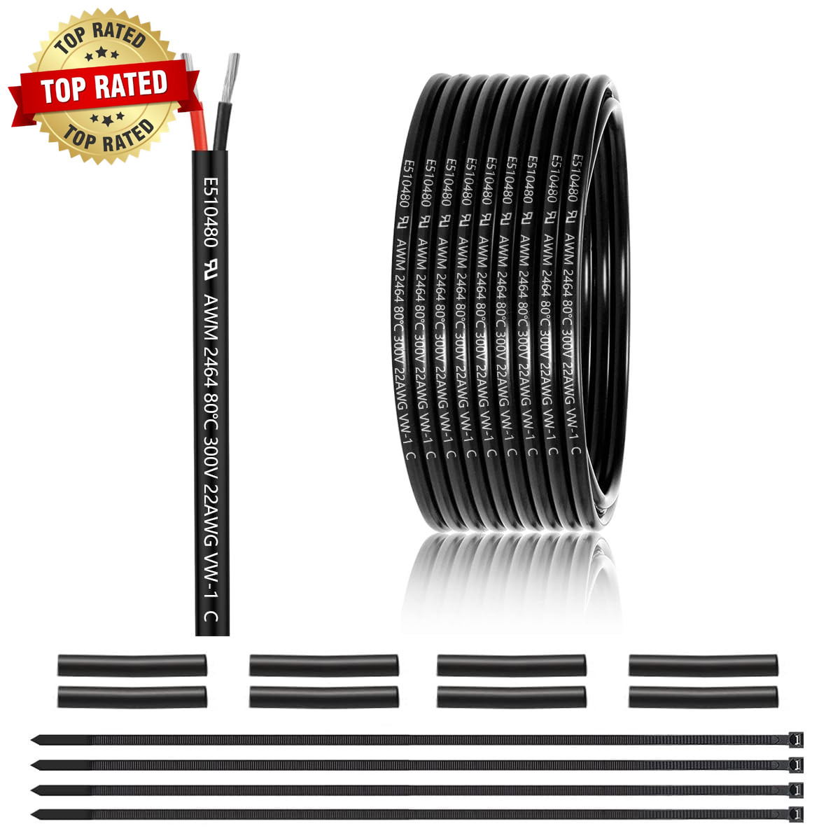 22 Gauge 2 Conductor Electrical Wire 25FT UL 2464 22 AWG 2 Wire Cable Tinned Cop