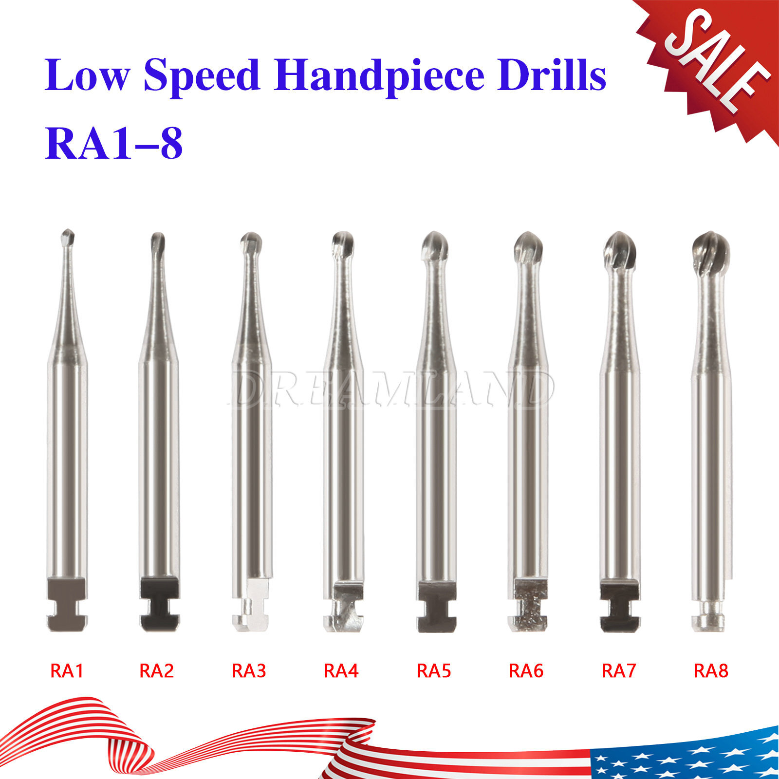 Dental Tungsten Steel Carbide Bur Round RA Burr Fit Low Speed Contra Angle USA