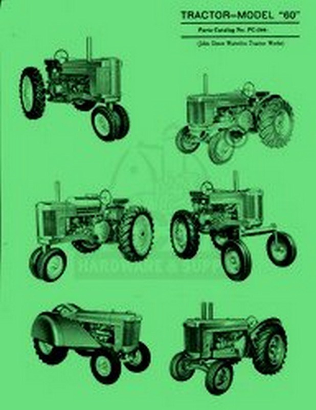 John Deere All Model 60 Tractor Parts Manual Catalog JD