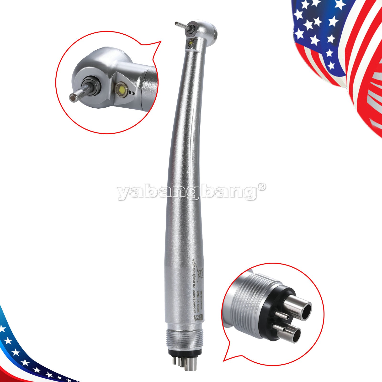 Mini Small Head Dental High Speed Handpiece LED Fiber Optic E-generator 4 Hole
