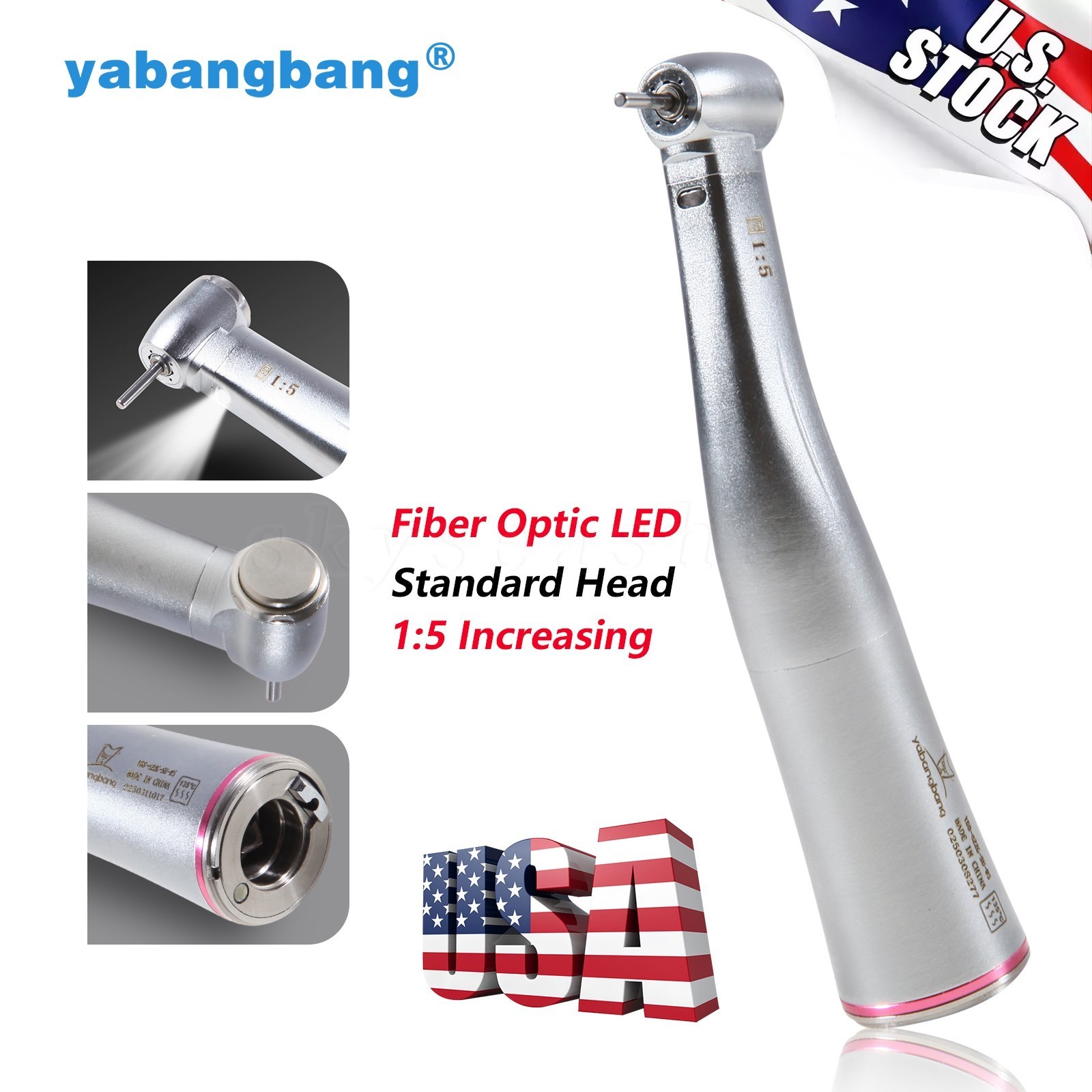 yabangbang/sandent Dental 1:5 Increasing Fiber Optic LED Contra Angle Handpiece