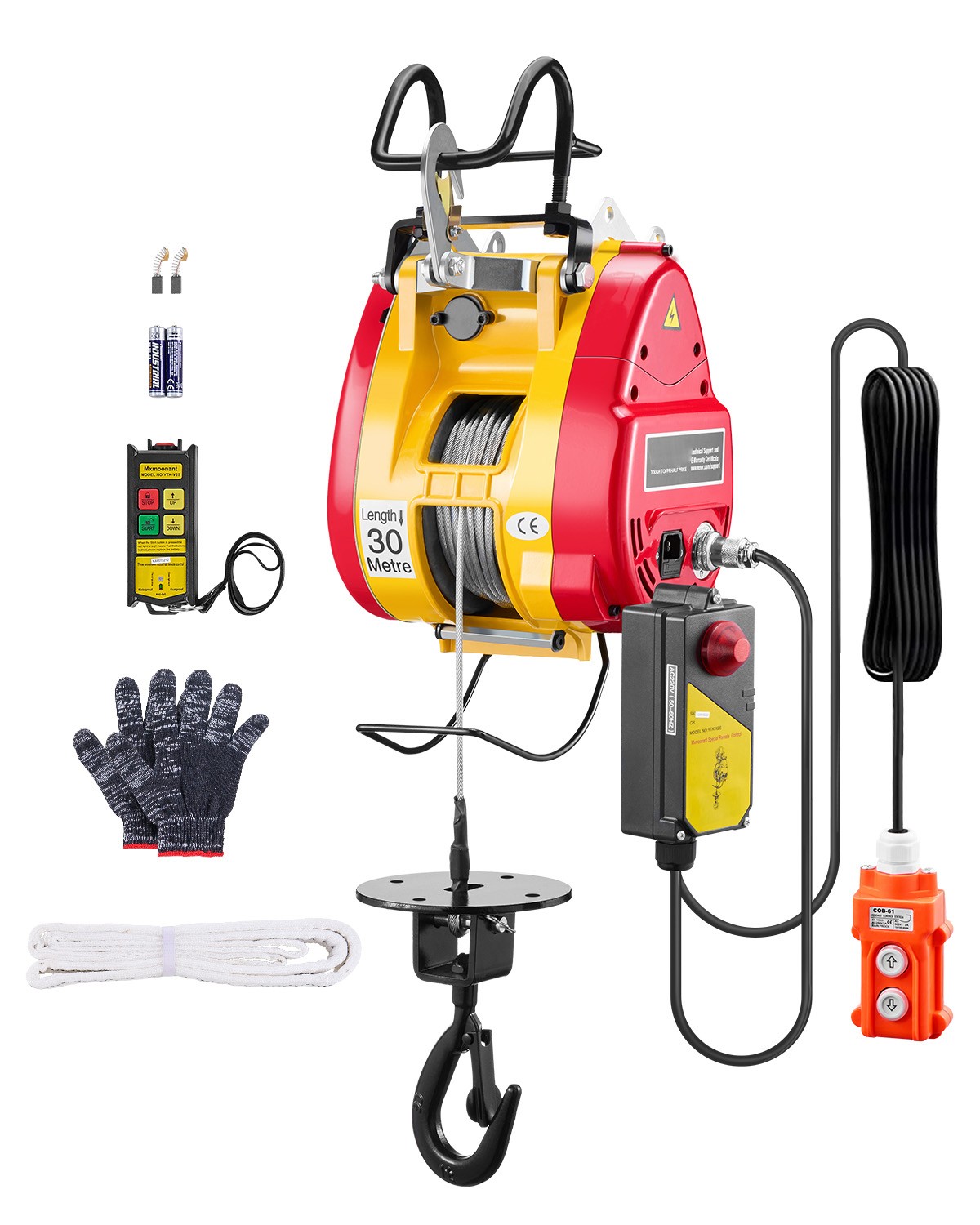 Uimoso 2-in-1 Portable Electric Hoist Winch 1100LB Wired/Wireless Remote Control