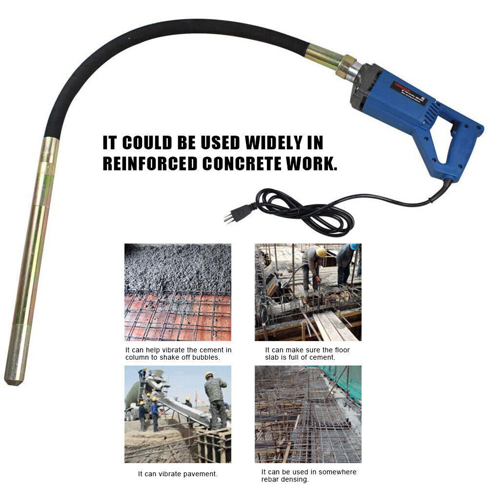 Concrete Vibrator 800W Heavy Duty 3/4HP Remove Air Bubbles w/ 3.9ft Shaft Hose