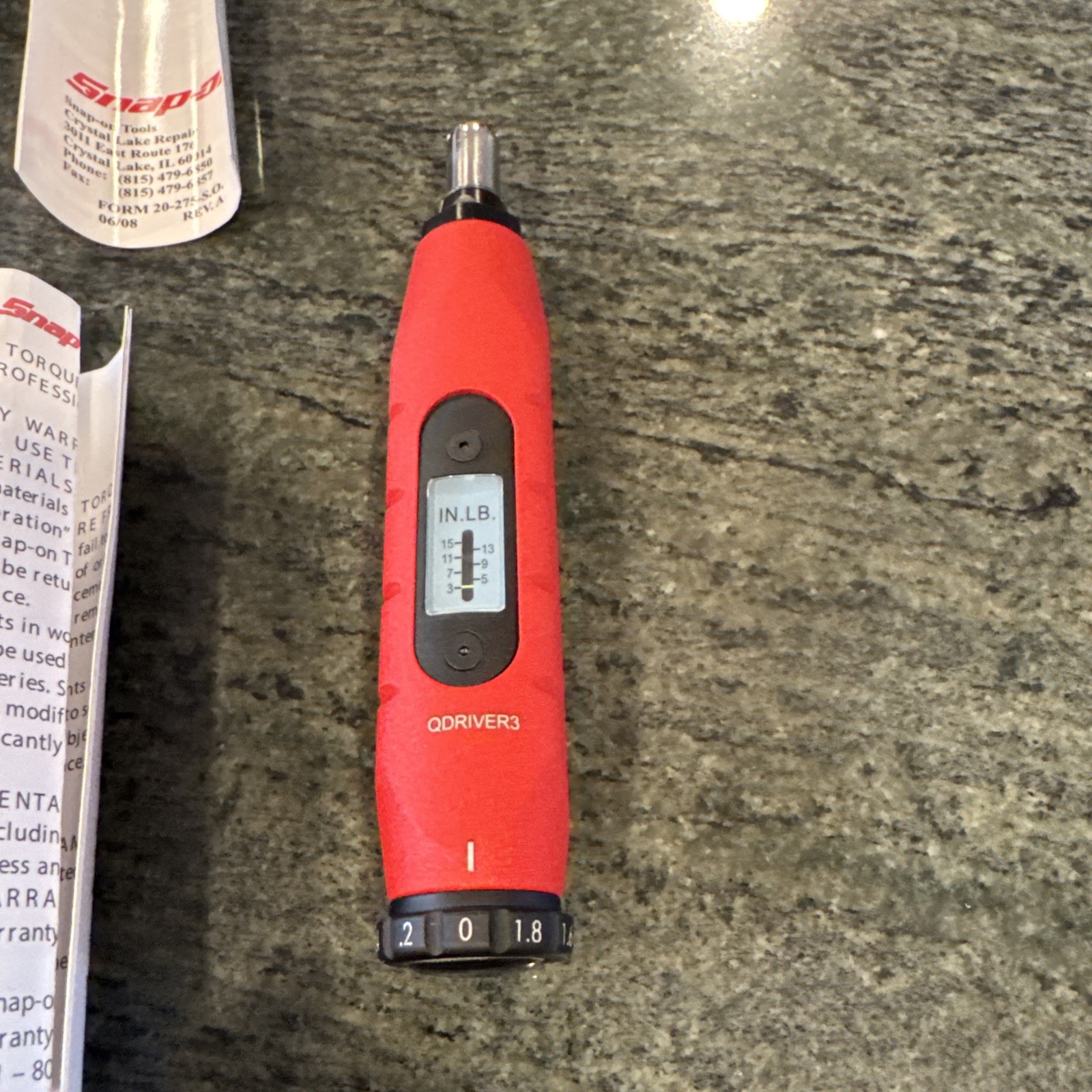 Snap-On qdriver3 adjustable torque screwdriver 3-15 inch pounds new