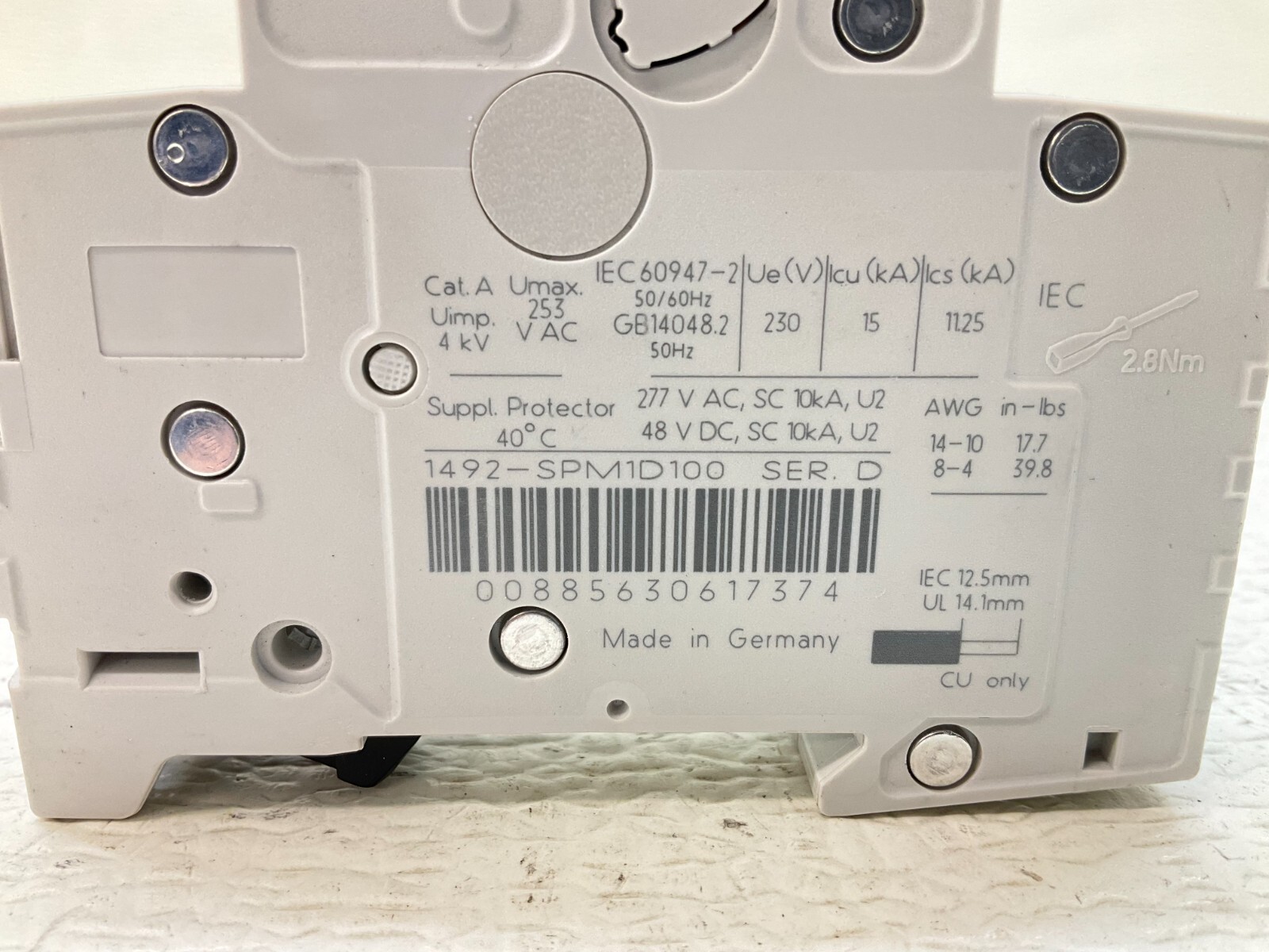 Allen Bradley 1492-SPM1D100 1 P 10 Amp Circuit Breaker Ser D 1492-SP D 10A (TSC)