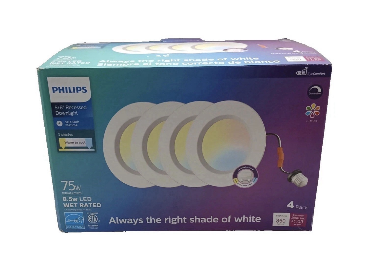 Philips 5/6 Inch 5CCT LED Retrofit Downlight 4 Pack Recessed Can Light NEW