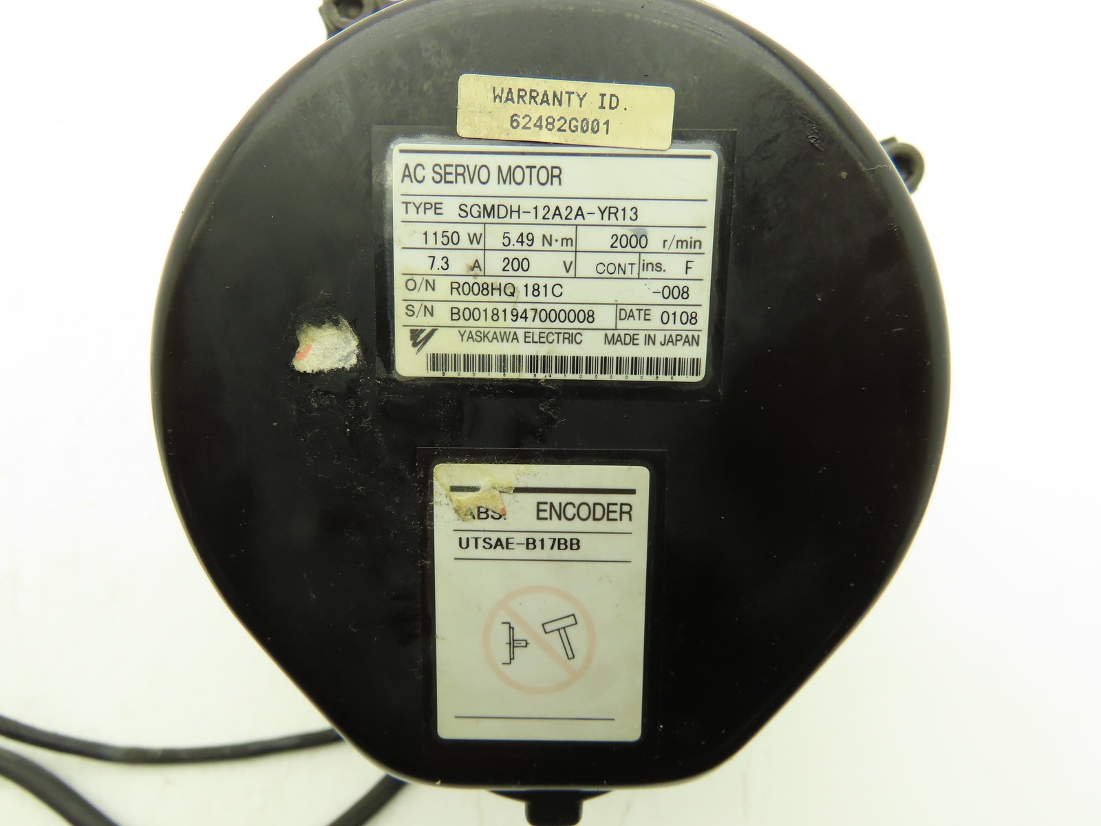 Yaskawa SGMDH-12A2A-YR13 1150W 5.49Nm 2000RPM 200V AC Servo Motor