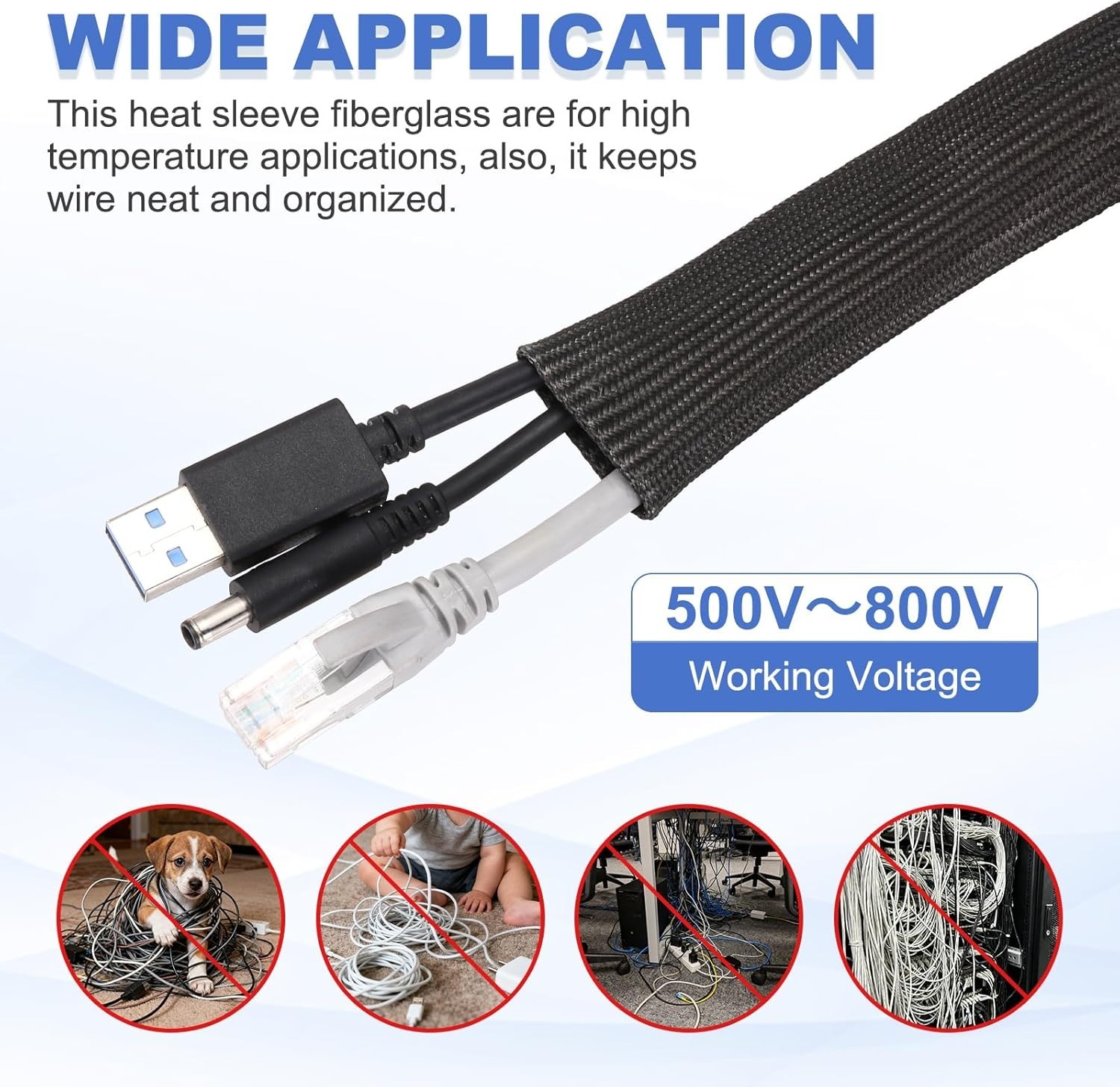 Insulation Cable Protector,30mm/1.18 Inch-1m/3 Feet High Temp Fiberglass Slee…