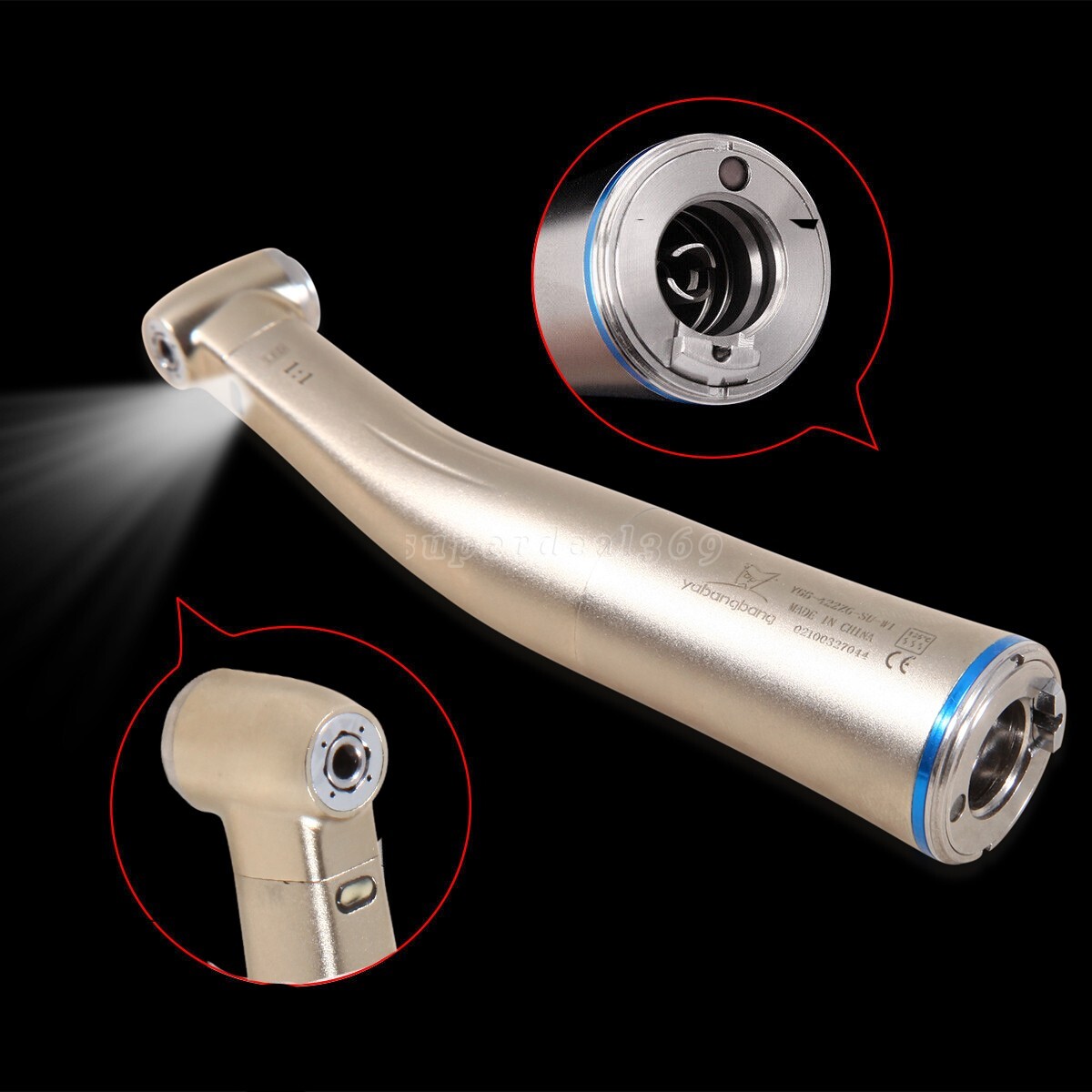 1:1 Dental Electric Fiber Optic LED Contra Angle Handpiece Fit NSK motor CE OR