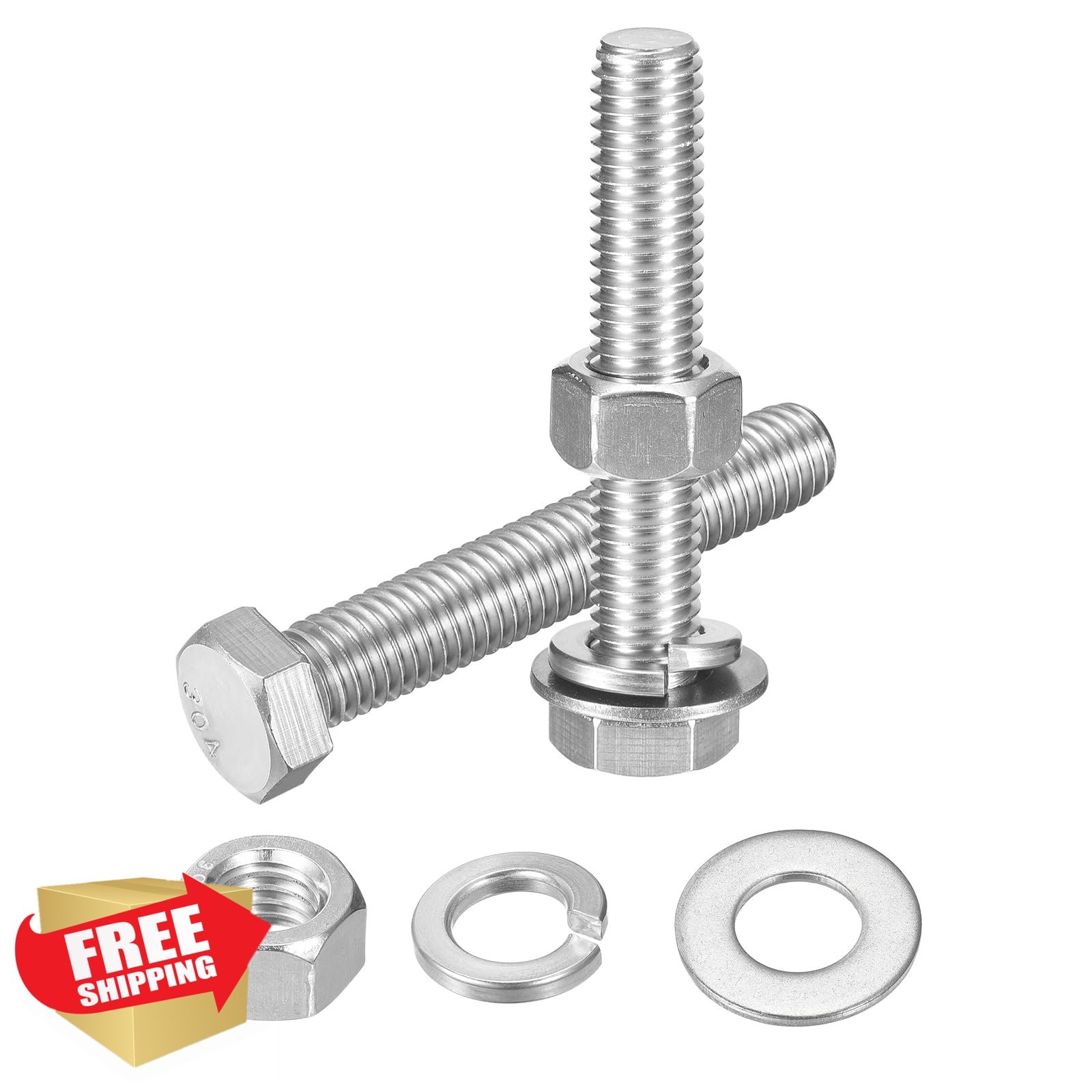 uxcell 5Set 1/2-13 x 3″ Hex Head Bolts SS