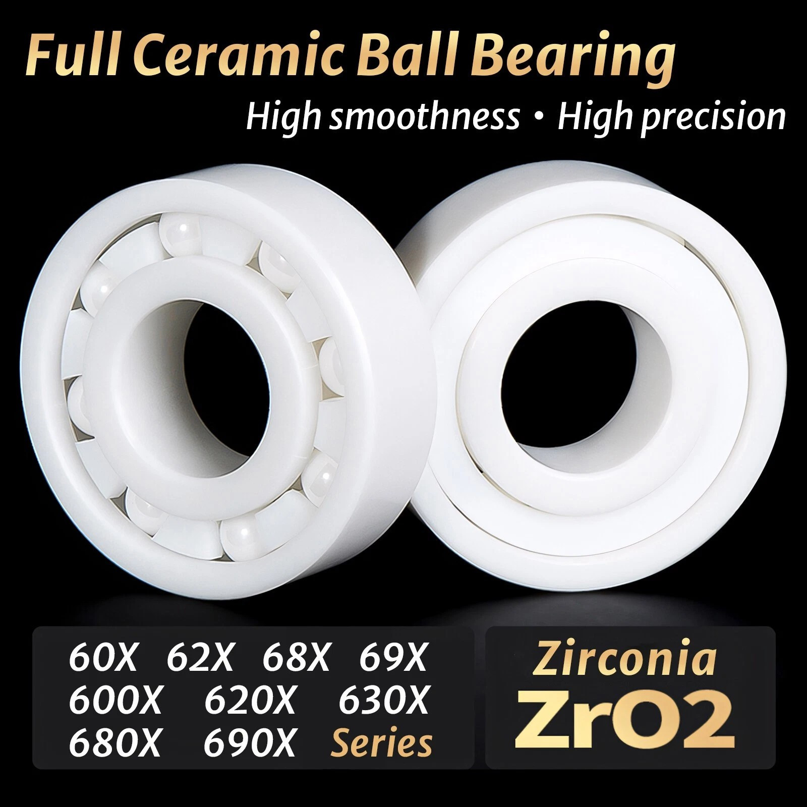 ZrO2 Zirconia Full Ceramic Ball Bearing Double Sealed 2RS Resistant Corrosion