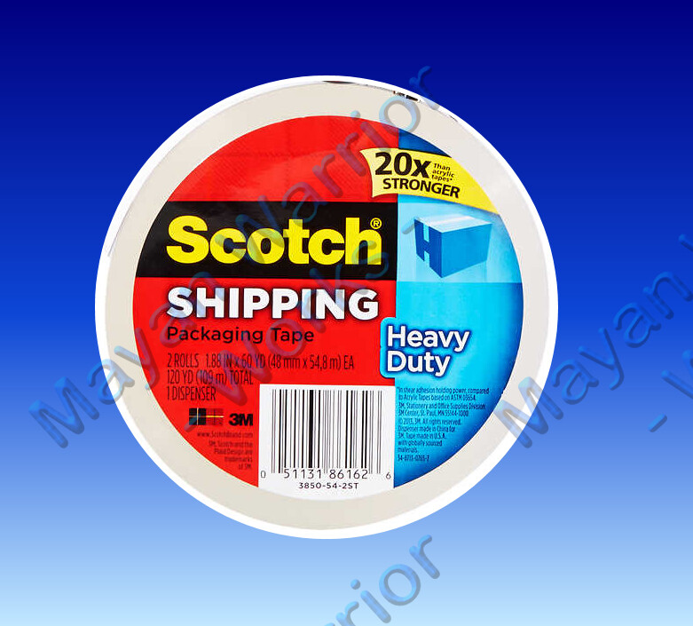 2 Rolls 3M Scotch Shipping/packaging Tape Heavy Duty, 1.88″Wx164’L Clear 3″ core