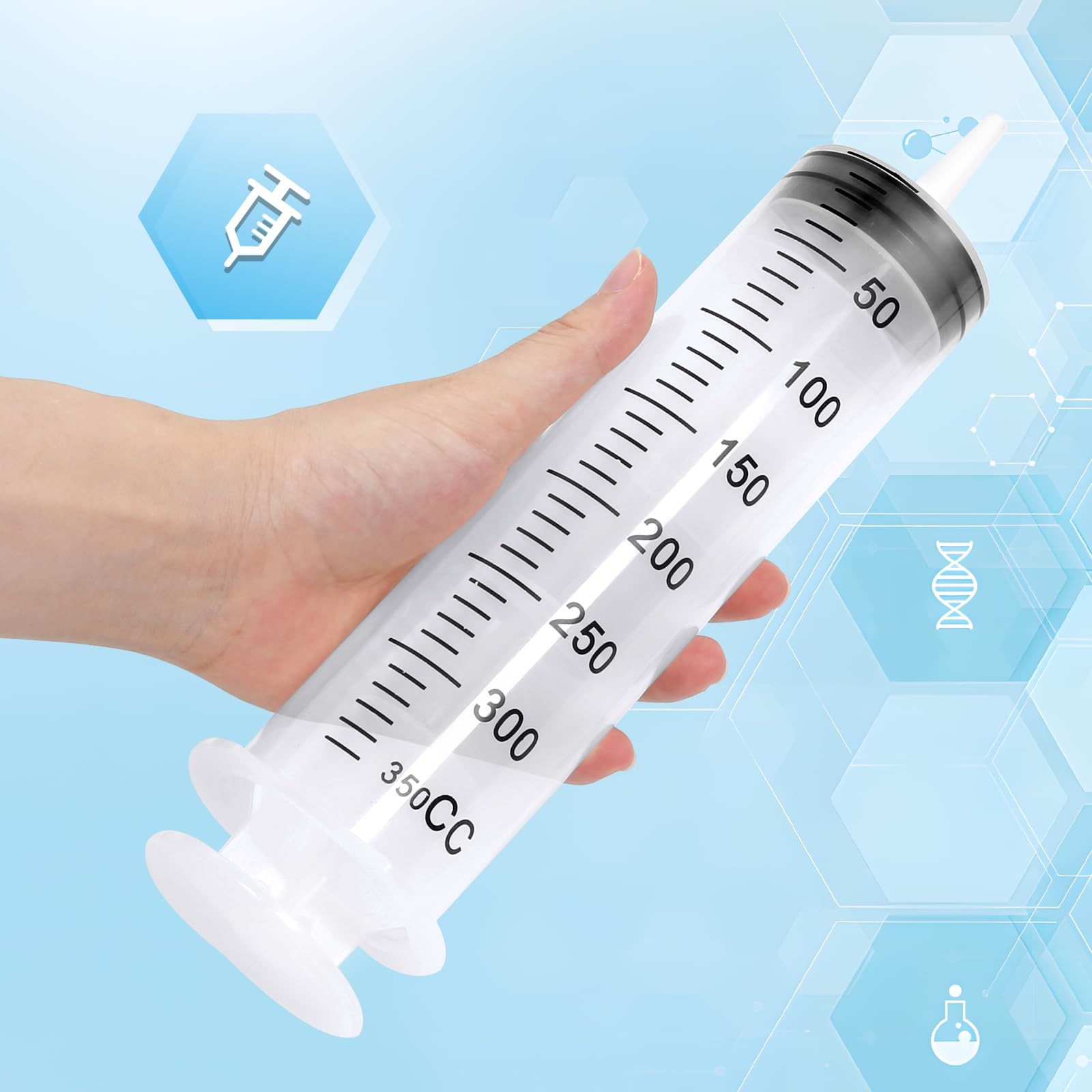 5pcs 350ml Syringe, Extra Large Plastic Syringes for Glue 350 ml, Clear