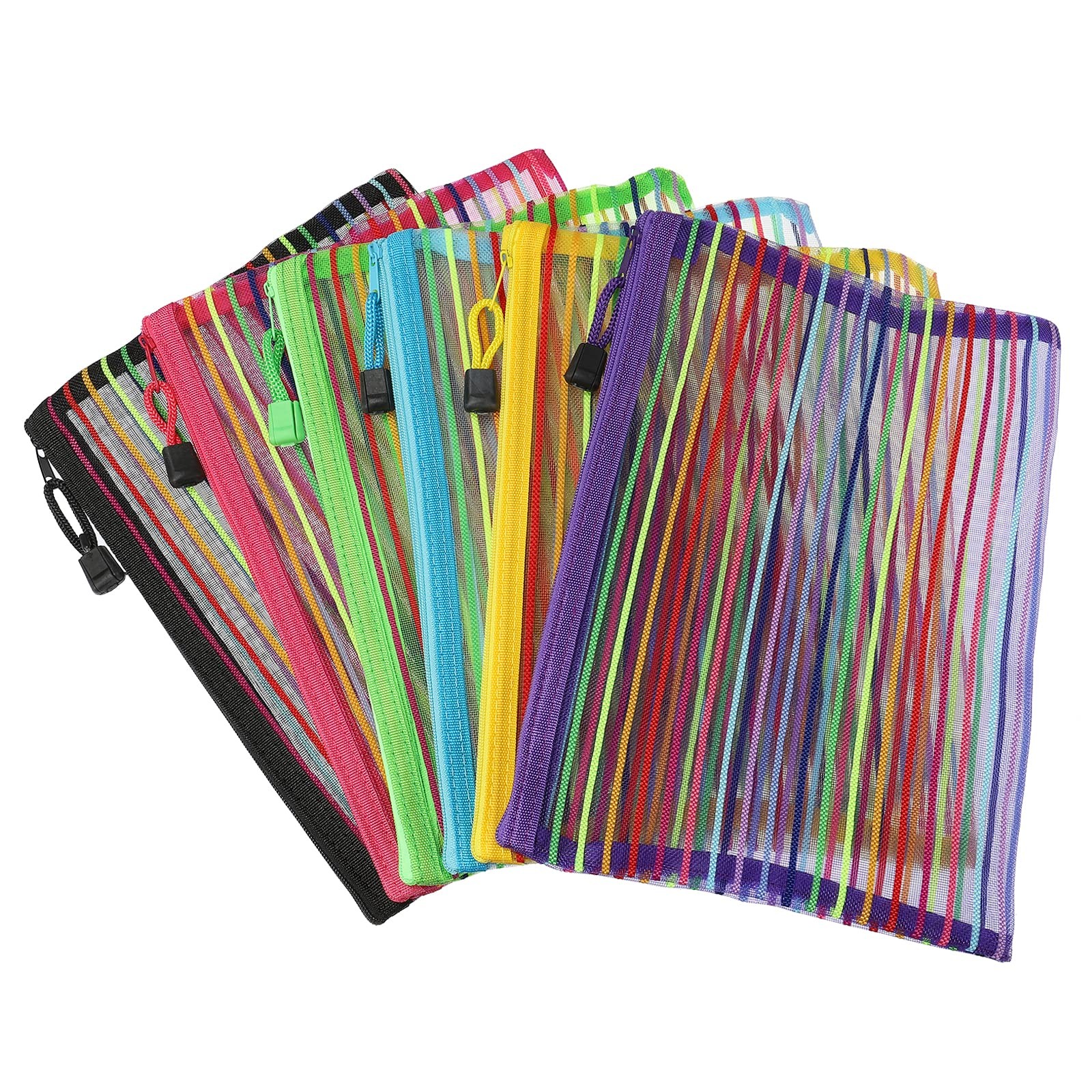 Mesh Zipper Pouch, A5 Nylon Mesh Cosmetic Bags Pencil Case Document Bag Zippe…