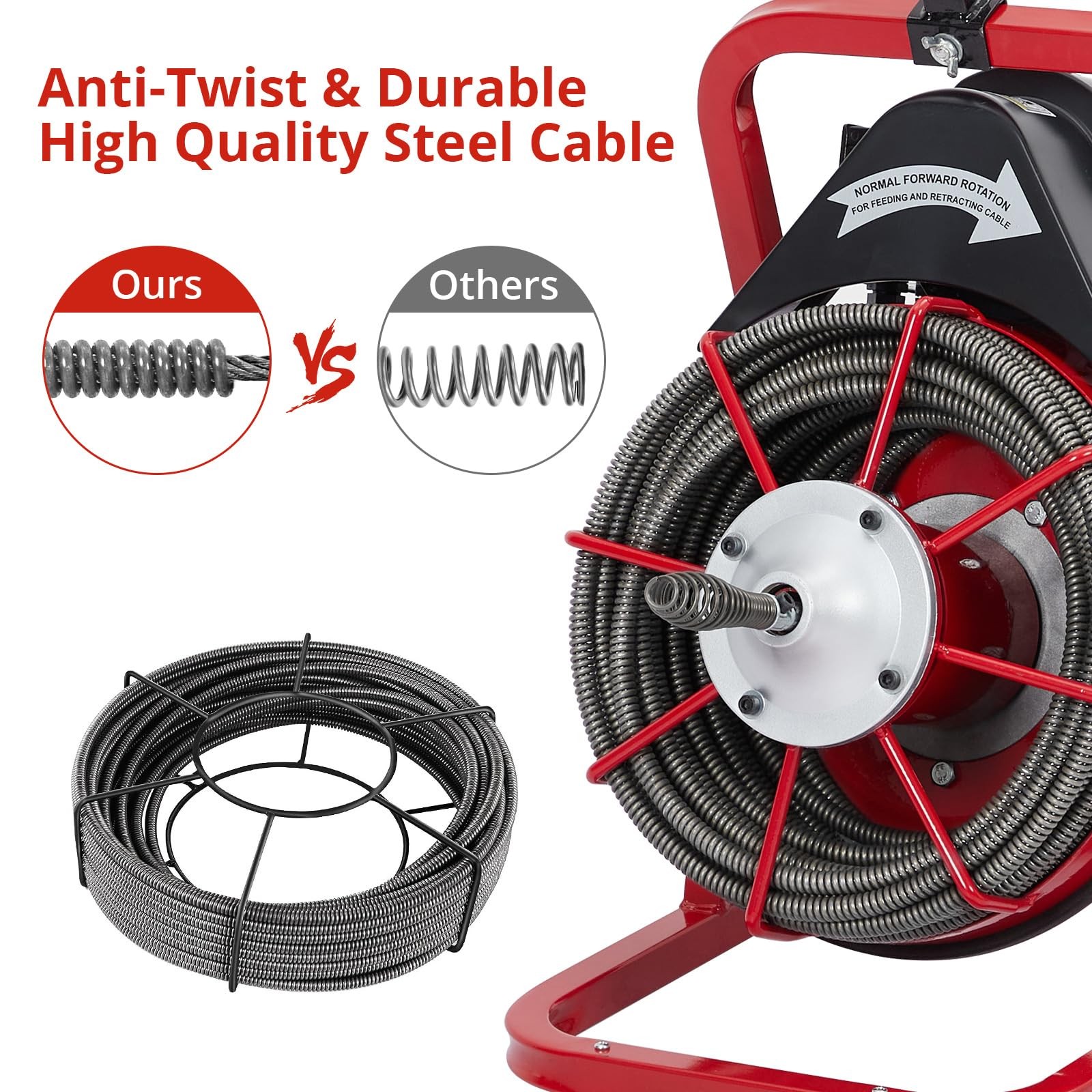 Drain Cleaner Machine ,75 Ft x 1/2 In Portable Electric Drain Auger Sewer Snake