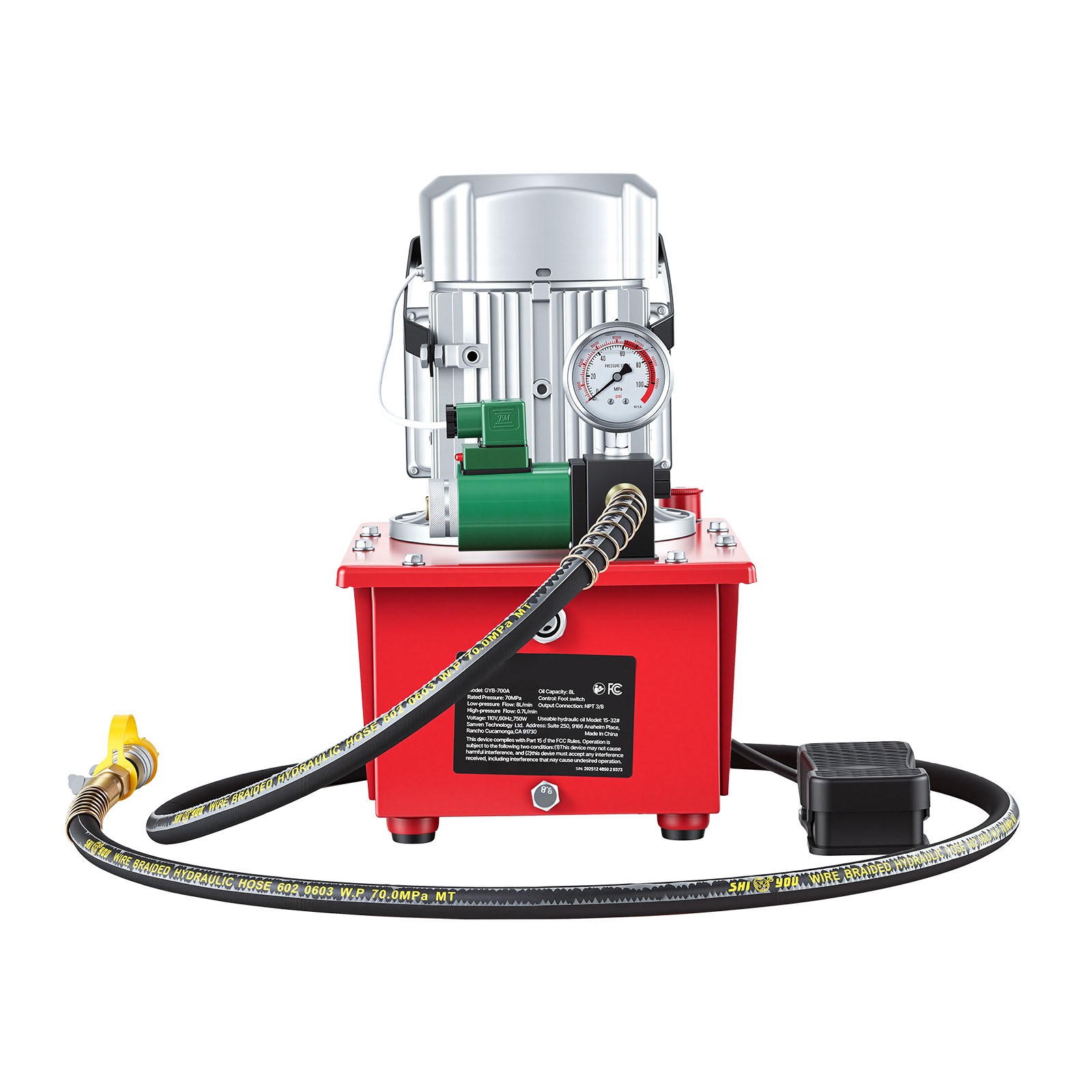 Uimoso Electric Hydraulic Pump 750W 10000 PSI Single Acting with Pedal Control