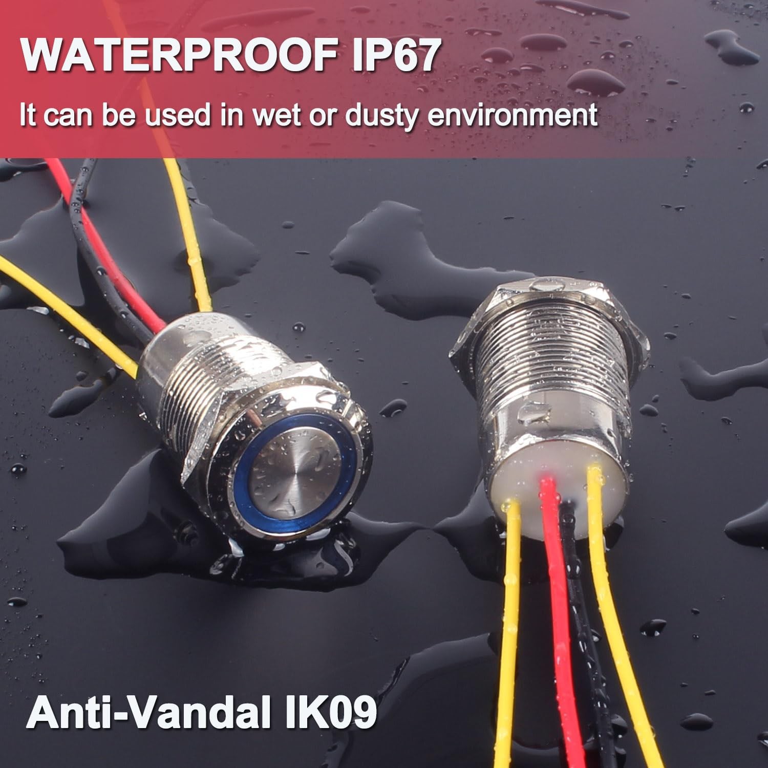 Waterproof IP67 Metal Latching Push Button Switch Heavy Duty 10Amp 12V 24V ON