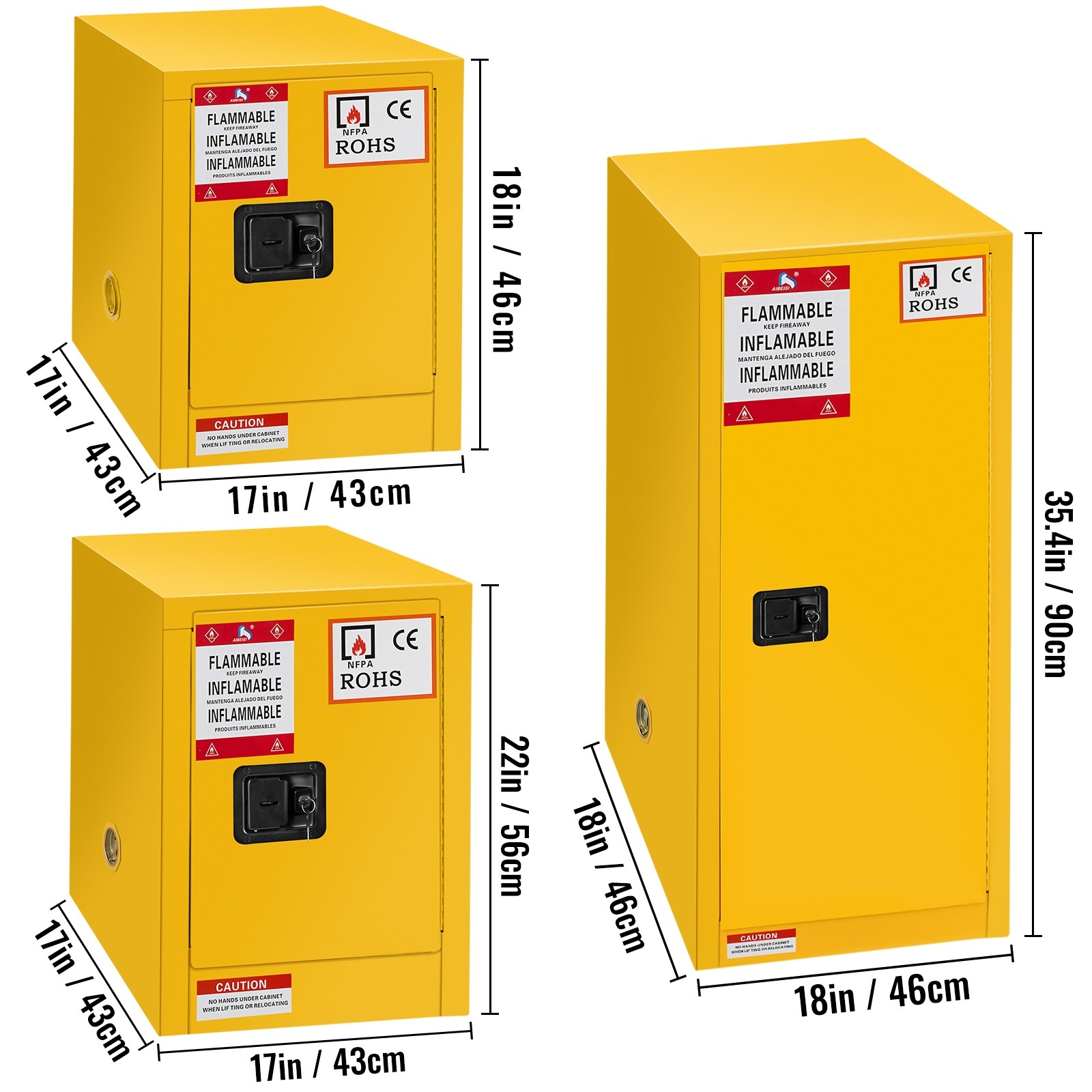 11Ga/12Ga/16Ga Safety Storage Cabinet Yellow Flammable Welded Bin Fireproof