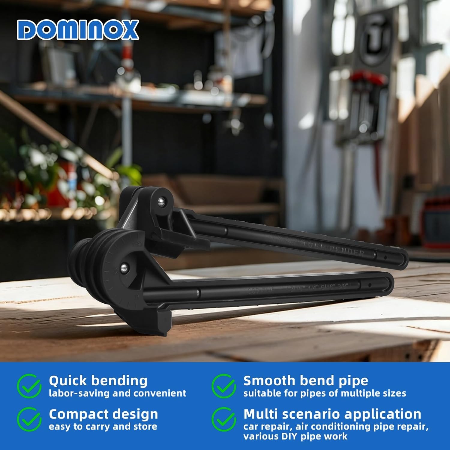 DOMINOX 4-IN-1 Tube Bender, Outer Diameter 3/16″, 1/4″, 5/16″, 3/8″, 0-180°
