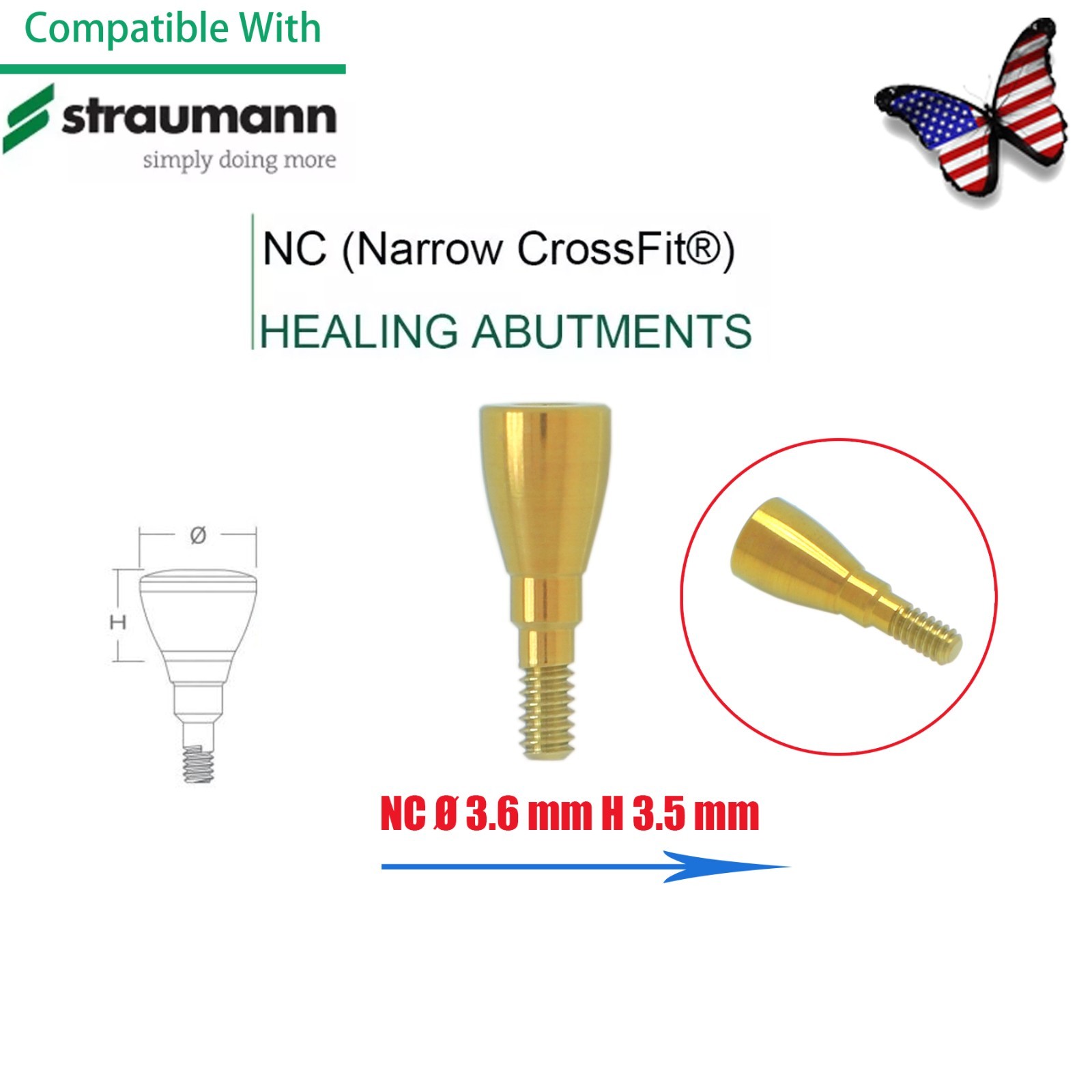US Straumann ITI Bone Level Healing Abutment & Closure Screw Cap CrossFit BL/BLT