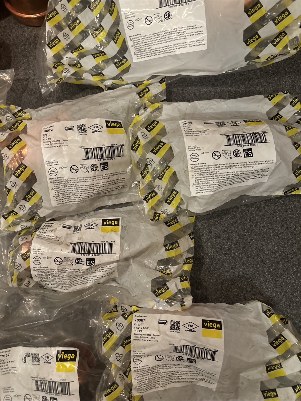 viega Propress Fittings. 3inch , 2.5 Inch , 2 Inch , 1.5inch All New .3×2.5 Redu