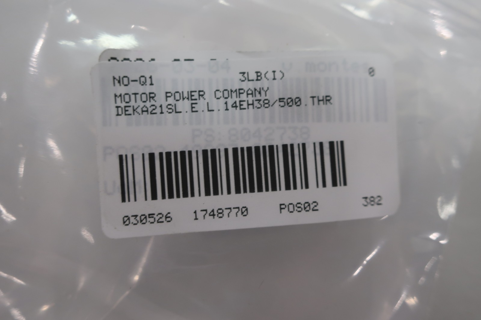 Motor Power Company DEKA21SL.E.L.14EH38/500.THR Servo Motor 180w 3000rpm 150v-ac