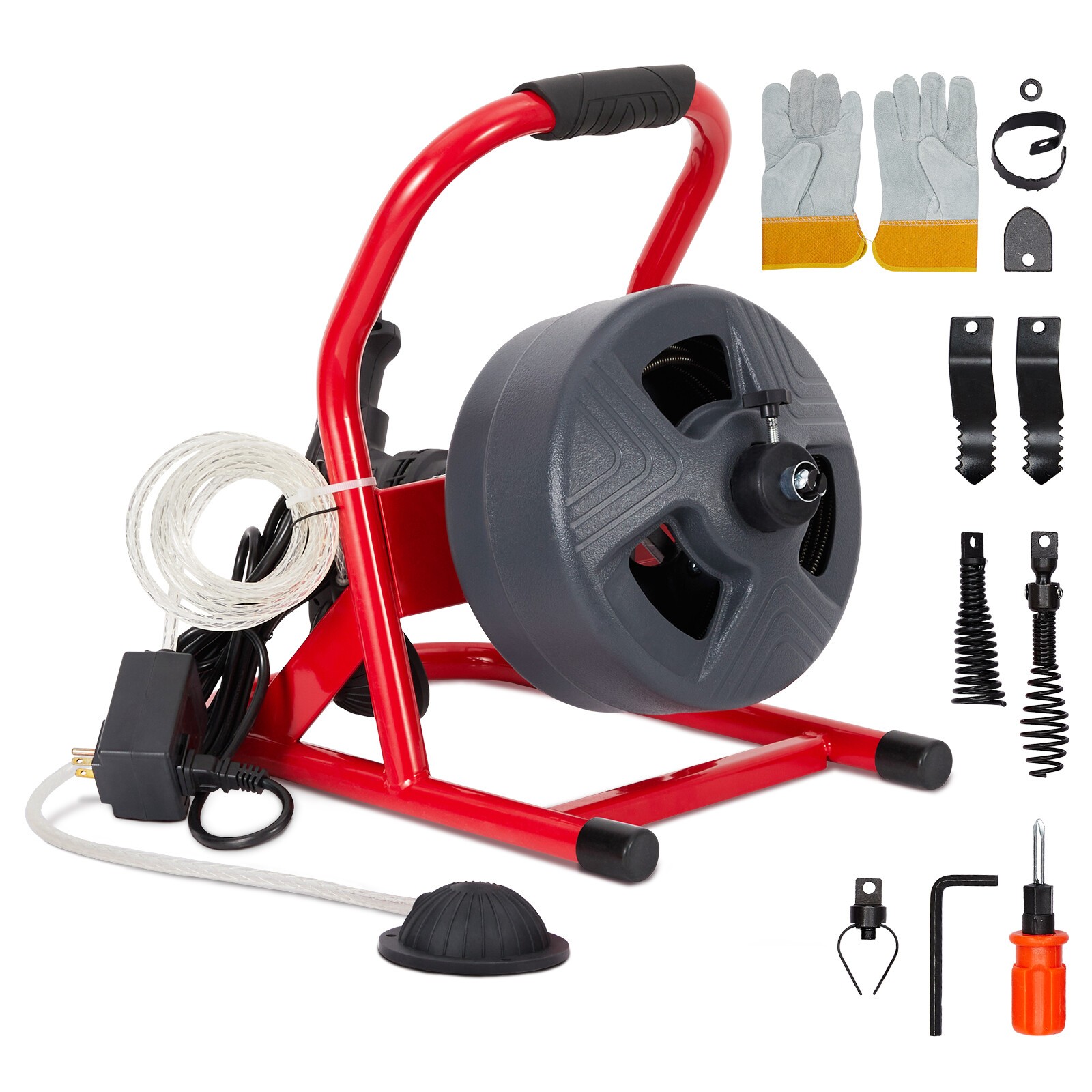Drain Cleaner Machine 50Ft x 5/16 Inch Electric Drain Auger with Foot Switch