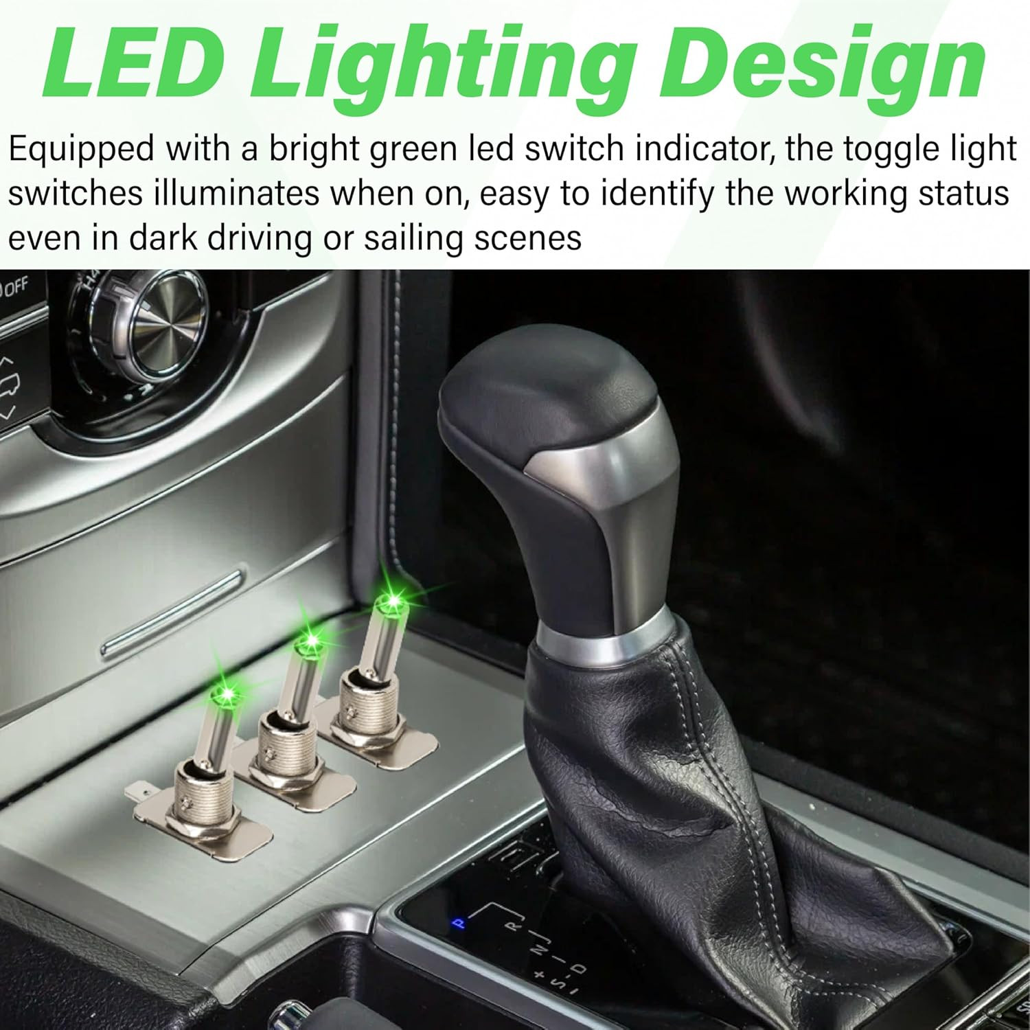3 PCS LED Lighted Rocker Toggle Switch, 12V SPST 3 Pin 2 Position On/Off Rocker