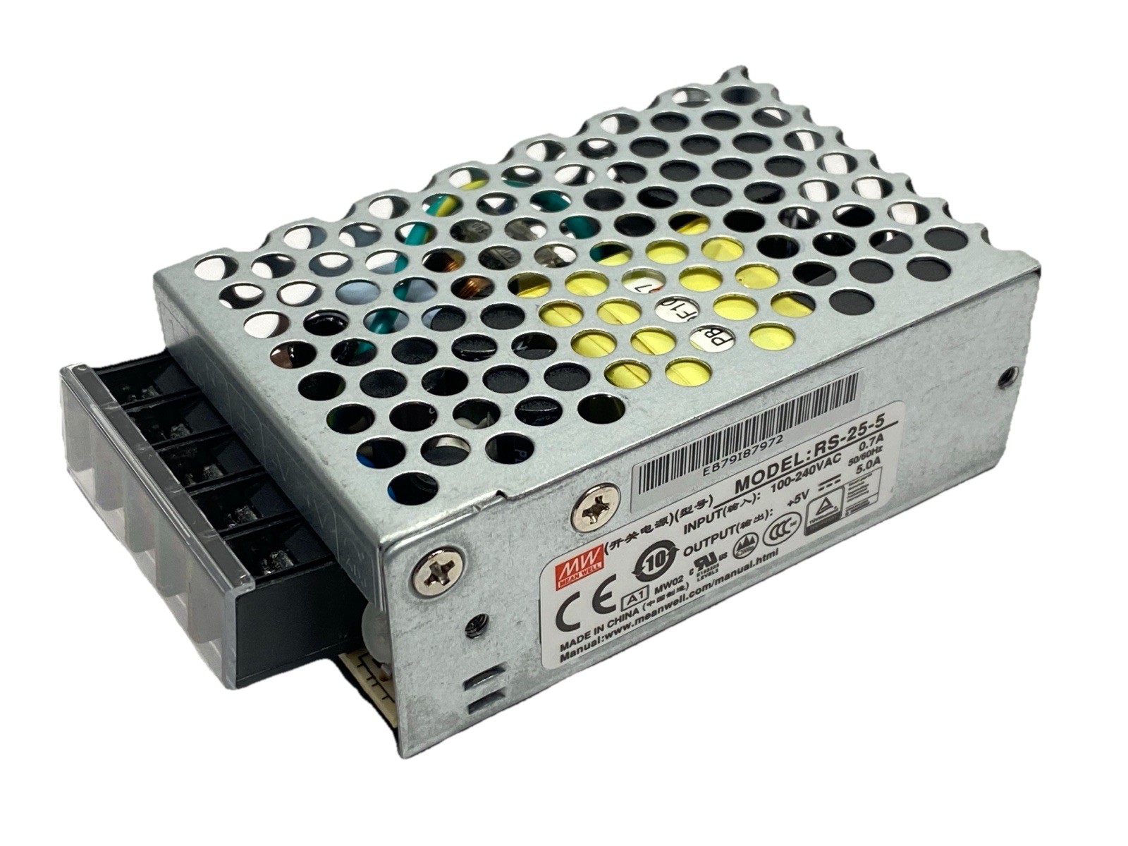Mean Well RS-25-5 Power Supply Input 0.7A 100-240VAC Output 5A 5V