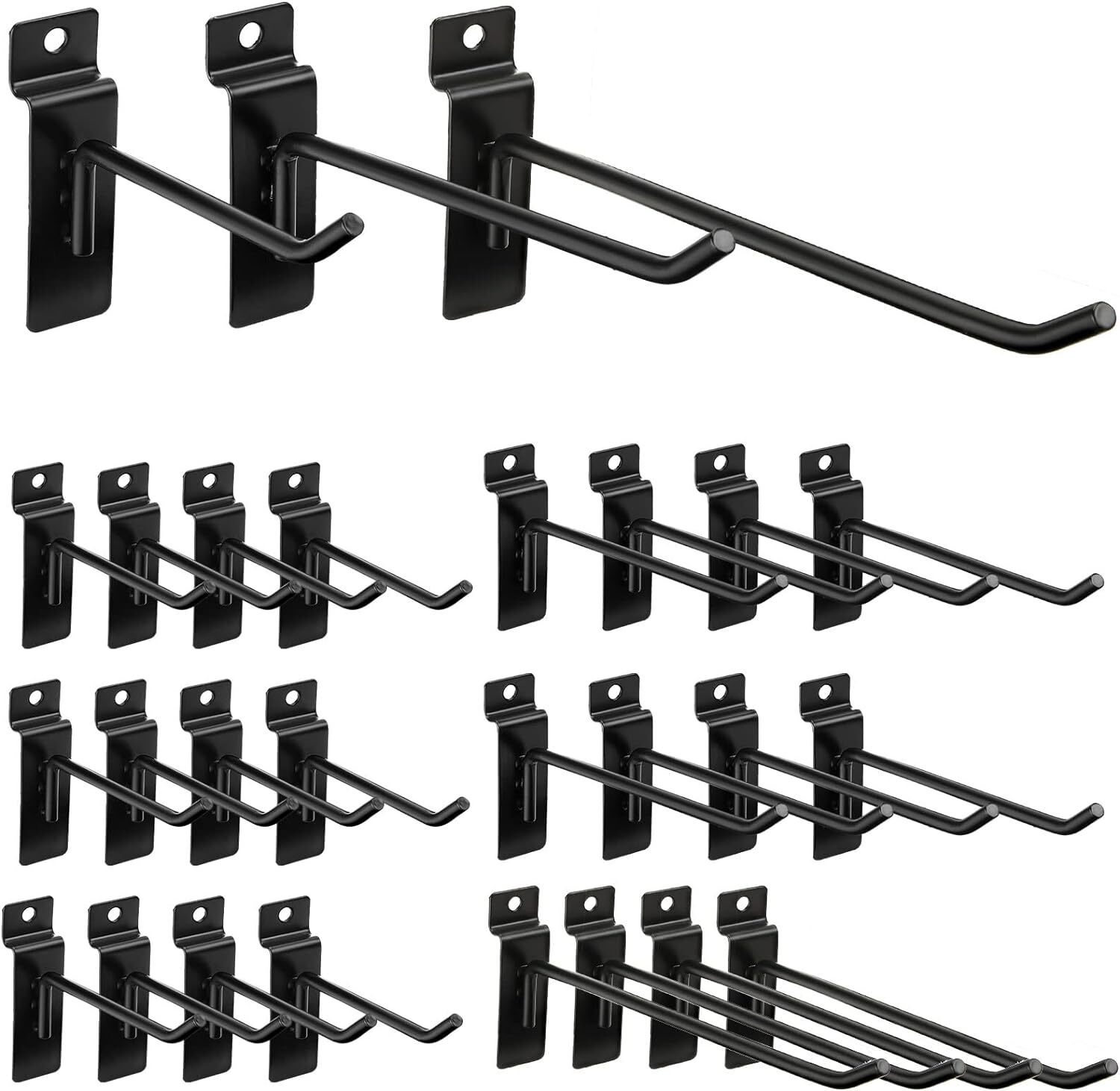 Slatwall Hooks 24 Pc 4/6/8 Inch Accessories slat wall shelf Black