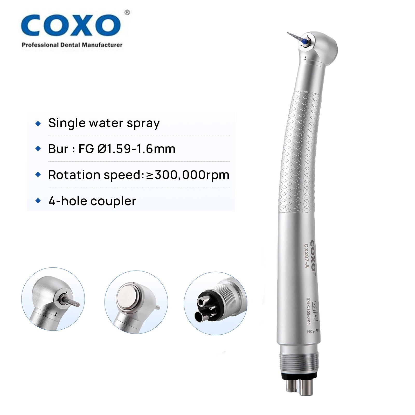 COXO Anti-retraction High Speed Air Turbine Handpiece 4 Hole CX207-A H02-SP4