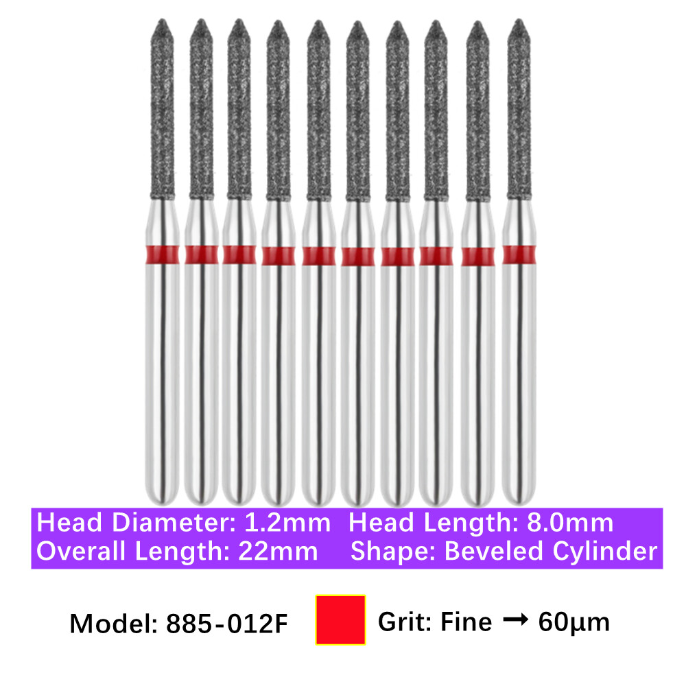 10pc Dental FG Diamond Burs Bevel Cylinder & Gingival Curetage Polishing Burs