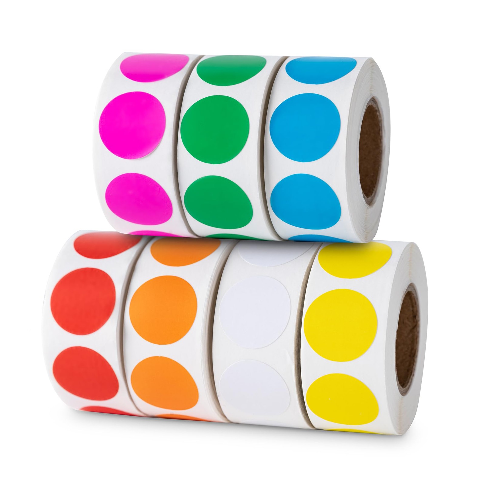 500 Labels Per Roll, 7 Colors Dot Stickers, 3/4 Inch Round Labels