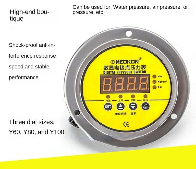 Digital display electric contact pressure gauge stainless steel water pressure