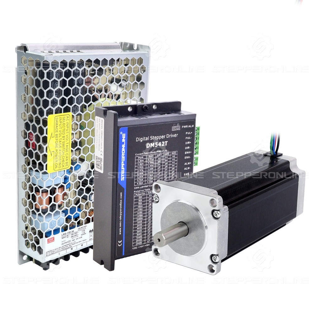 STEPPERONLINE 1/3/4 Axis Nema23 Stepper Motor 3Nm Φ10mm & Driver & Power CNC Kit