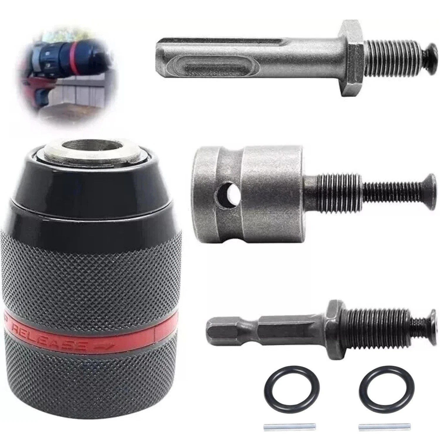 Metal Heavy Duty 1/2-20UNF 13mm Keyless Drill Chuck Hex Shank/SDS/Square Adaptor