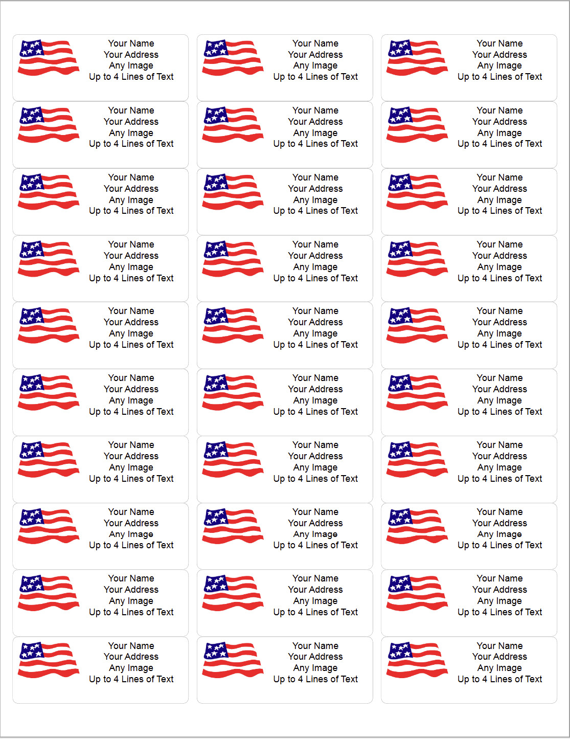 60 Personalized Return Address Labels Custom Mailing Labels USA Flag FREE SHIP