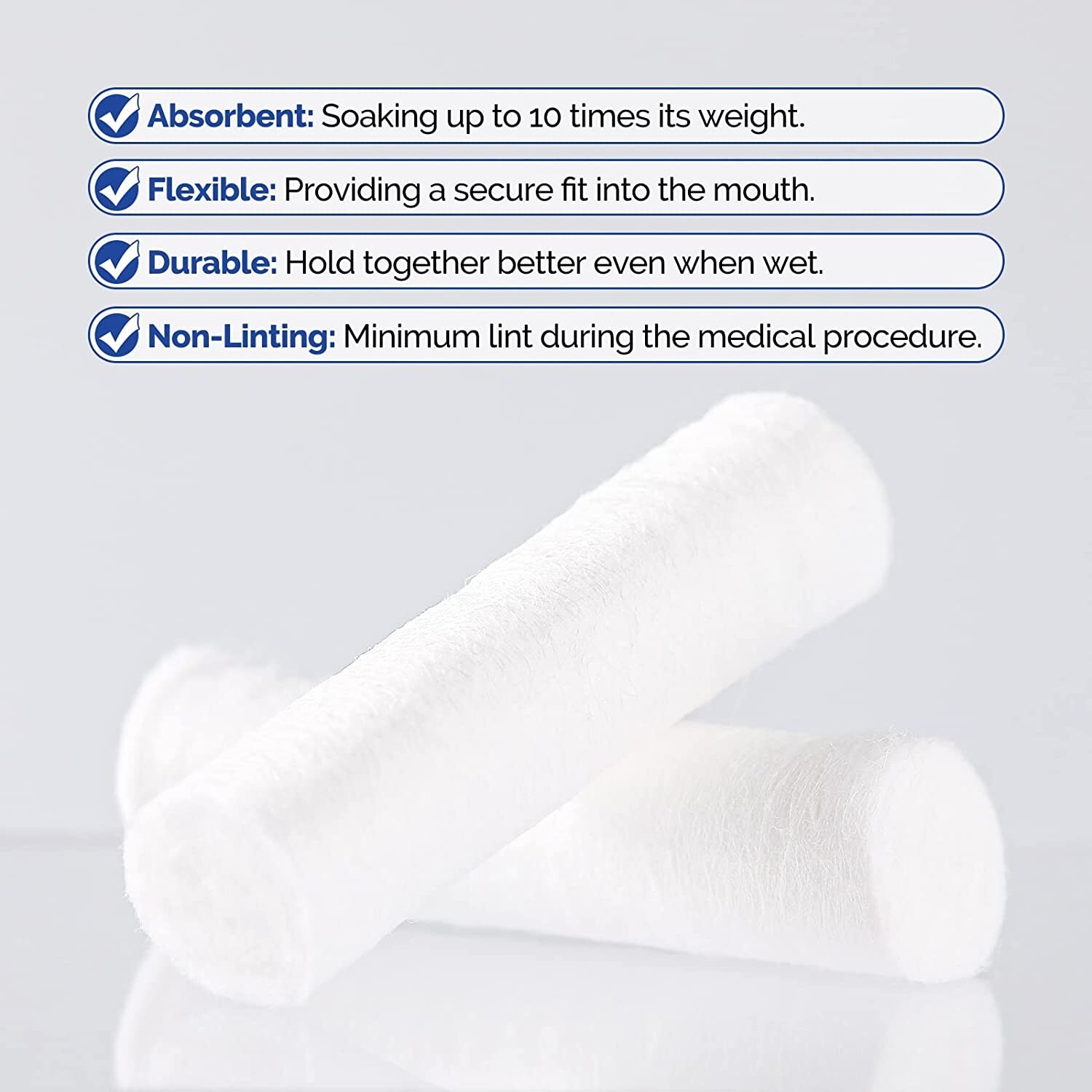 250Pcs/Box Dental Disposable Cotton Rolls Nosebleed Plugs Absorbent 1.5″ x 3/8″
