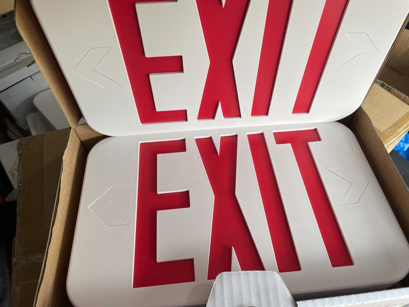 NEW Light Fixture Industries Exit Sign LEDRBB-JR Red & White Double Face Battery