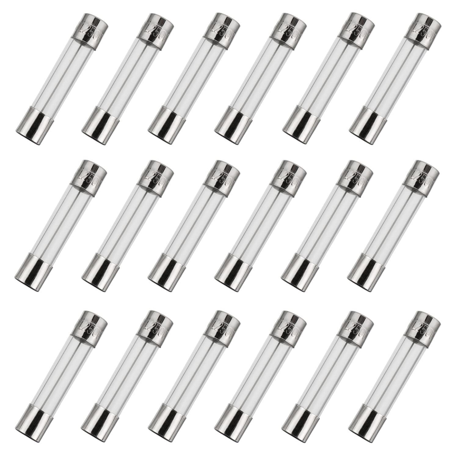 BOJACK 6x30mm 5 A 5 amp 250 V 0.24×1.18 Inch Volt F5AL250V 5 A, Silver