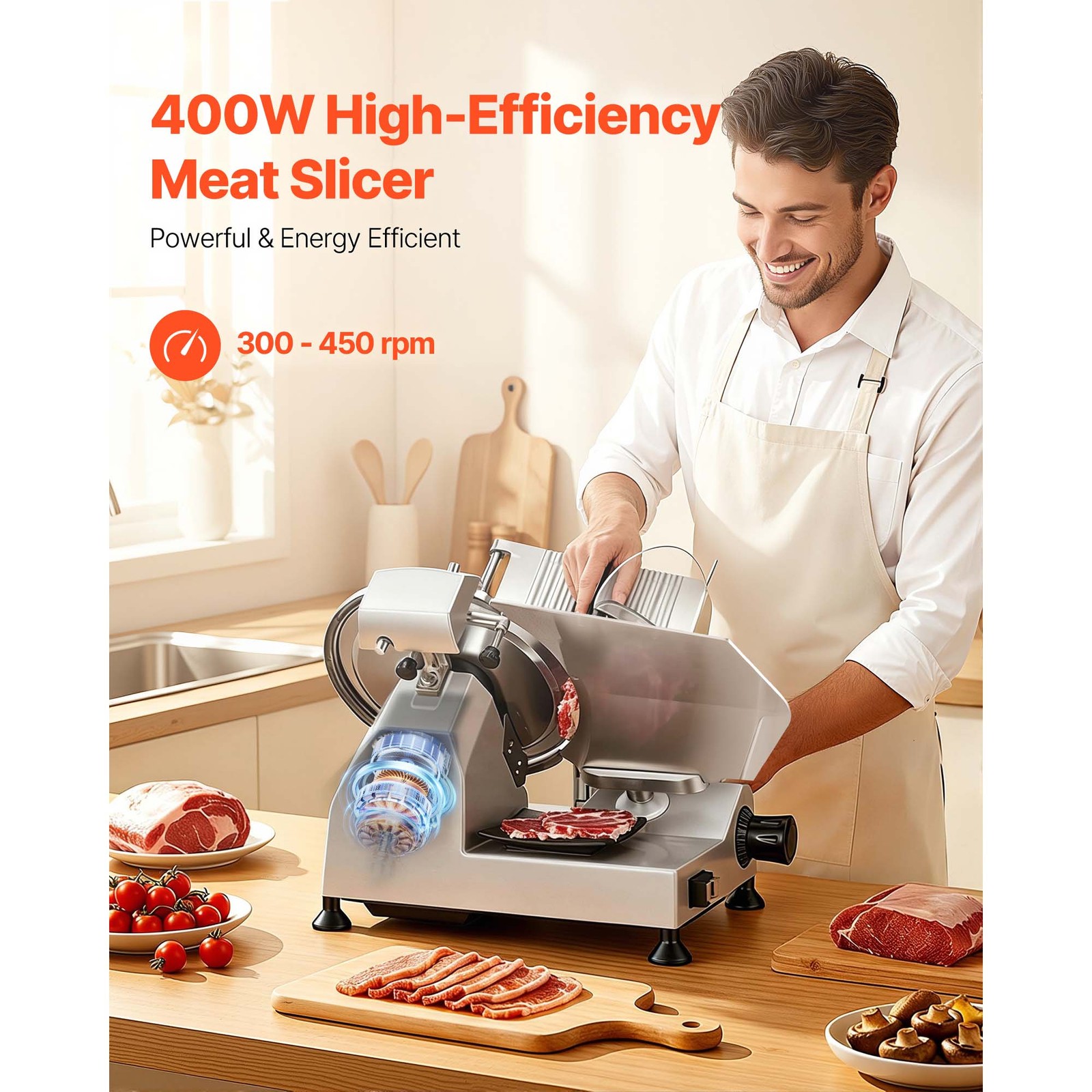 Uimoso Electric Meat Slicer with 400W Motor and 12″ Carbon Steel Blade