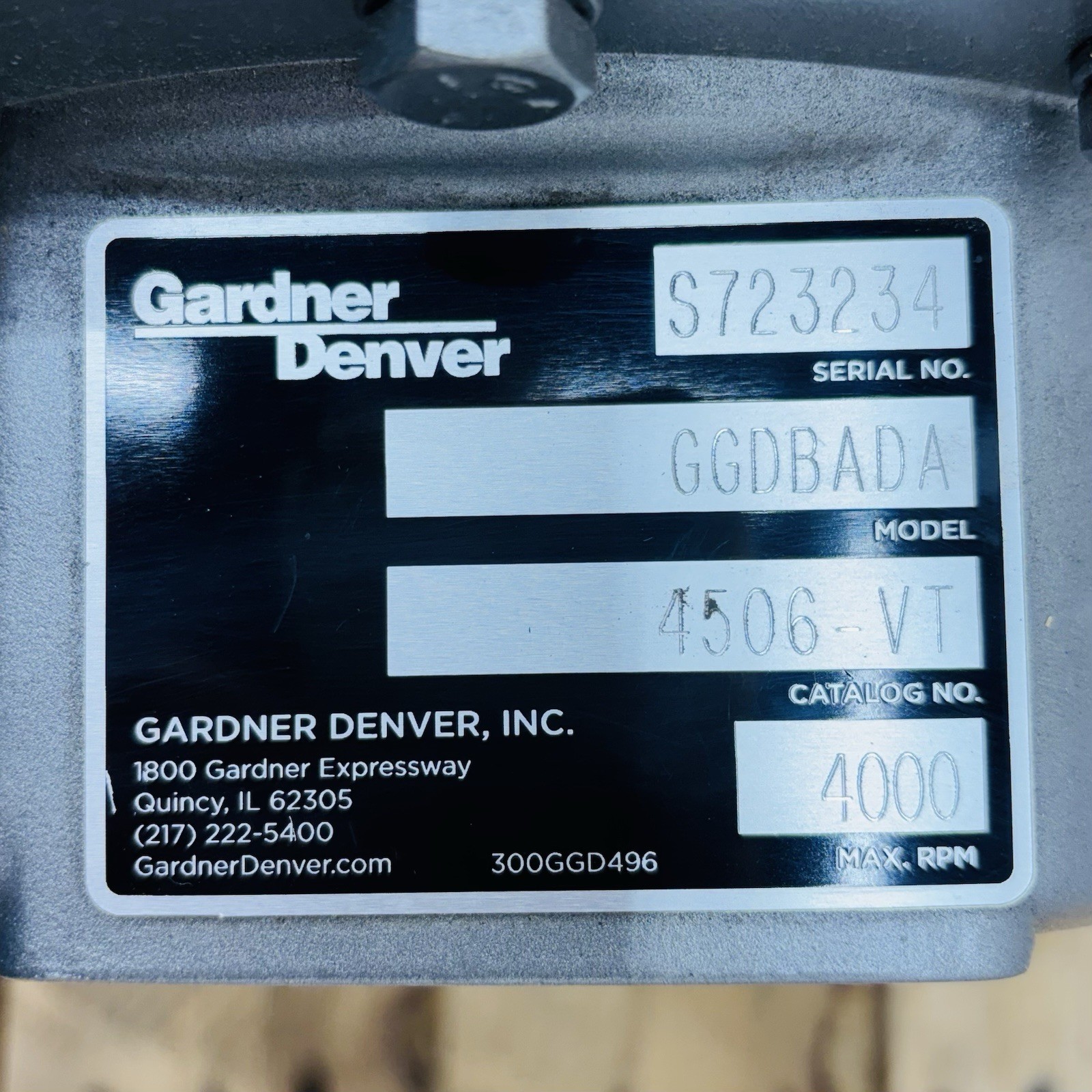 Gardner Denver 4506-VT Positive Displacement Blower GGDBADA – New 4000 RPM Max