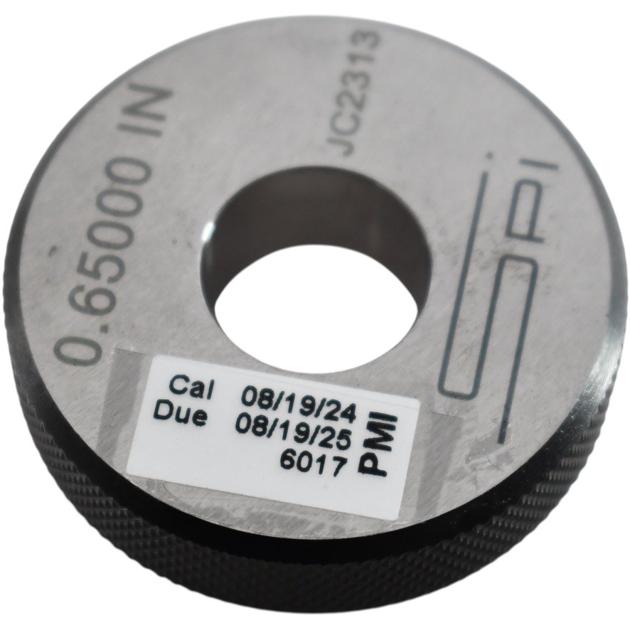 SPI JC2313 Master Setting Ring Gage 0.6500 Inch Plain Bore Calibration Standard