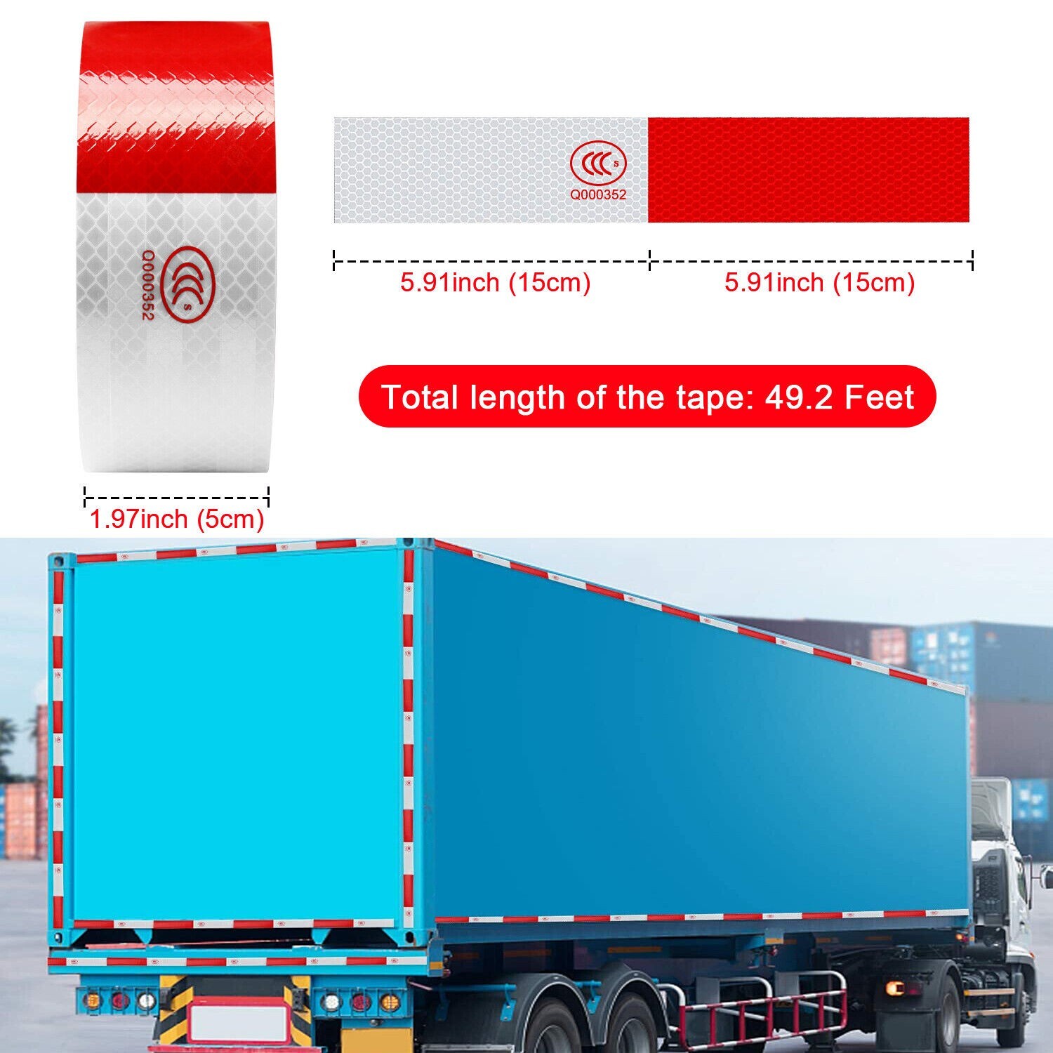 Reflective Tape CONSPICUITY Trailer Safety Warning Sign Auto Truck Red White NEW