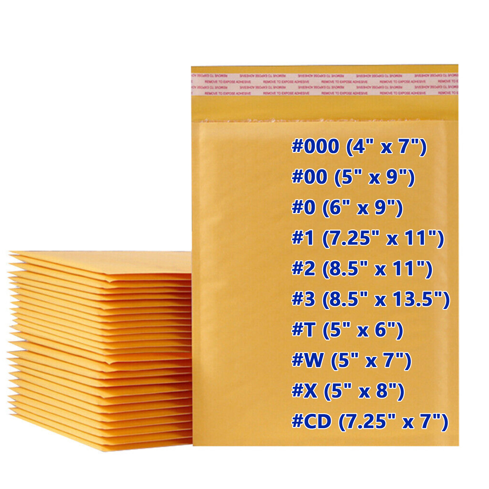 All Sizes Kraft Bubble Mailers Self-Seal Padded Shipping Envelopes 25/50/100Pack